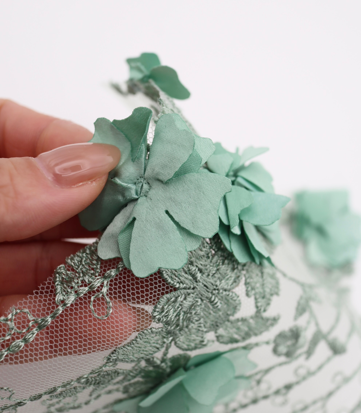 【25SS-382】立体フラワー付き刺繍チュール /0.5yあたり=~2570円