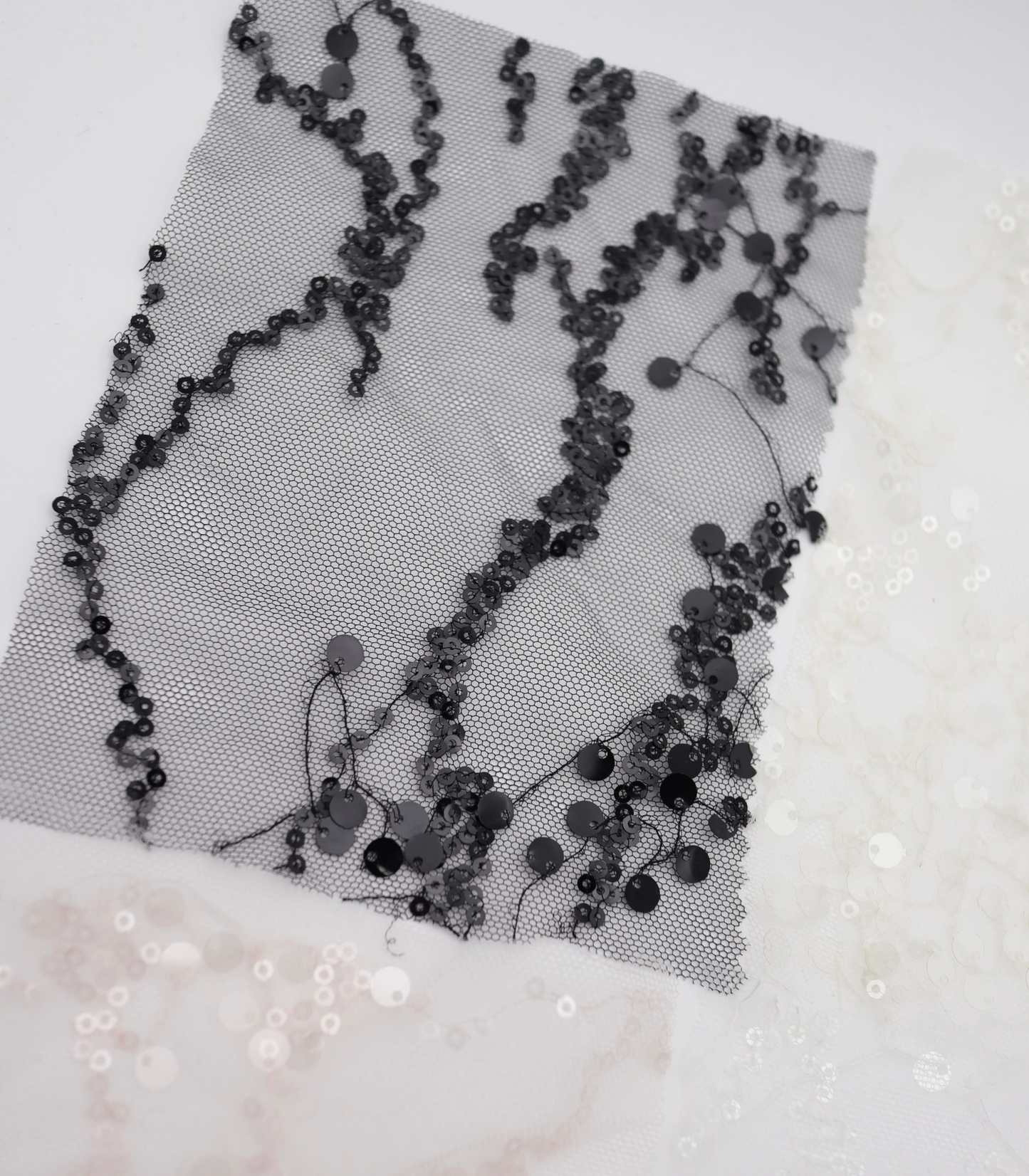 【25SS-383】スパンコール刺繍チュール /0.5yあたり=~1670円