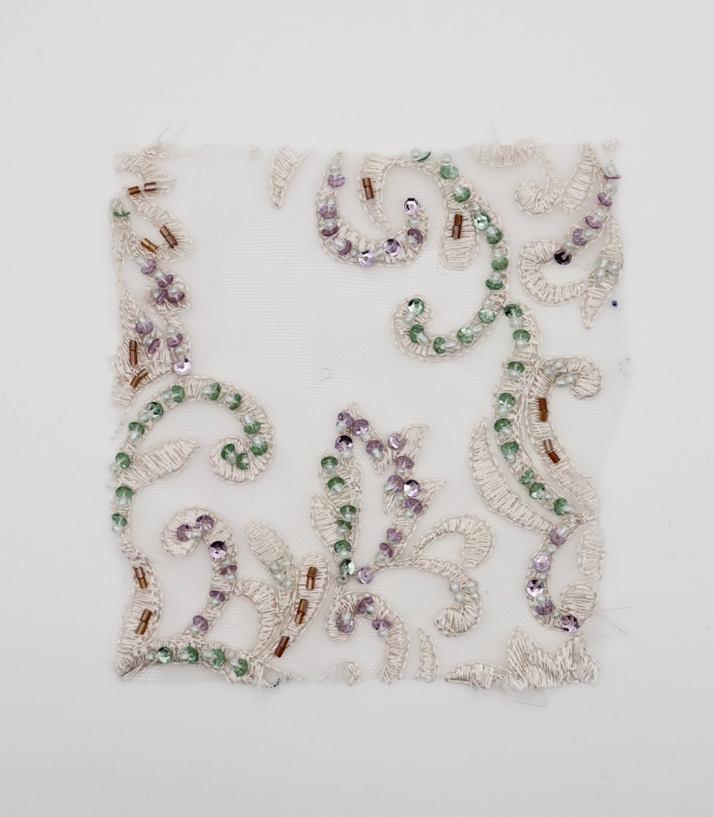 【25SS-384】草木柄スパンコール×ビーズ×刺繍チュールレース /0.5yあたり=~3595円