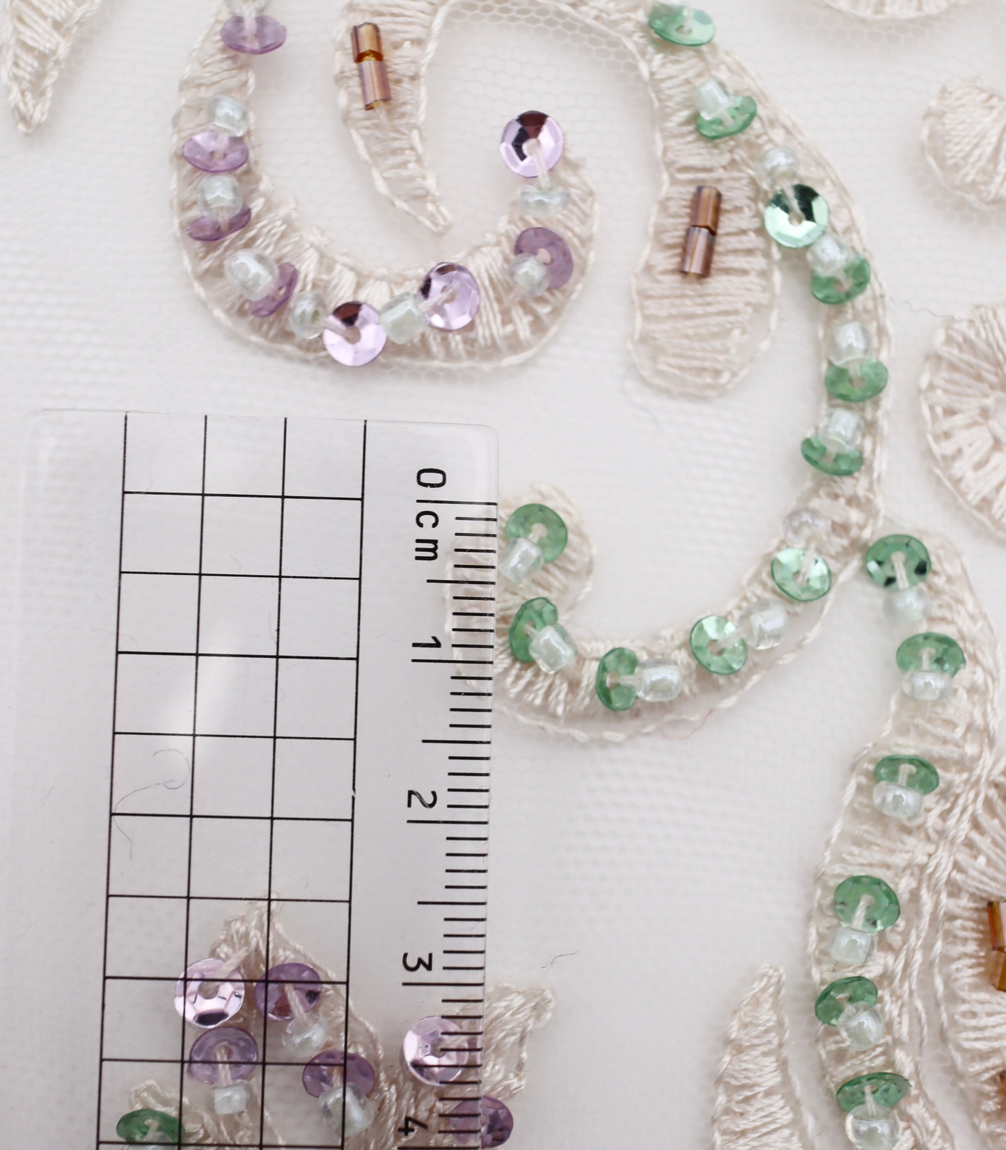 【25SS-384】草木柄スパンコール×ビーズ×刺繍チュールレース /0.5yあたり=~3595円