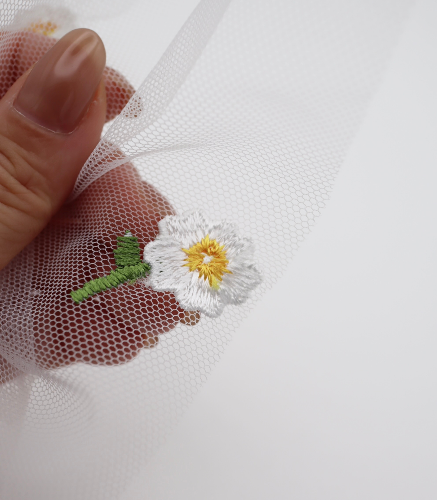 【25SS-388】フラワー刺繍チュール /0.5yあたり=~1235円