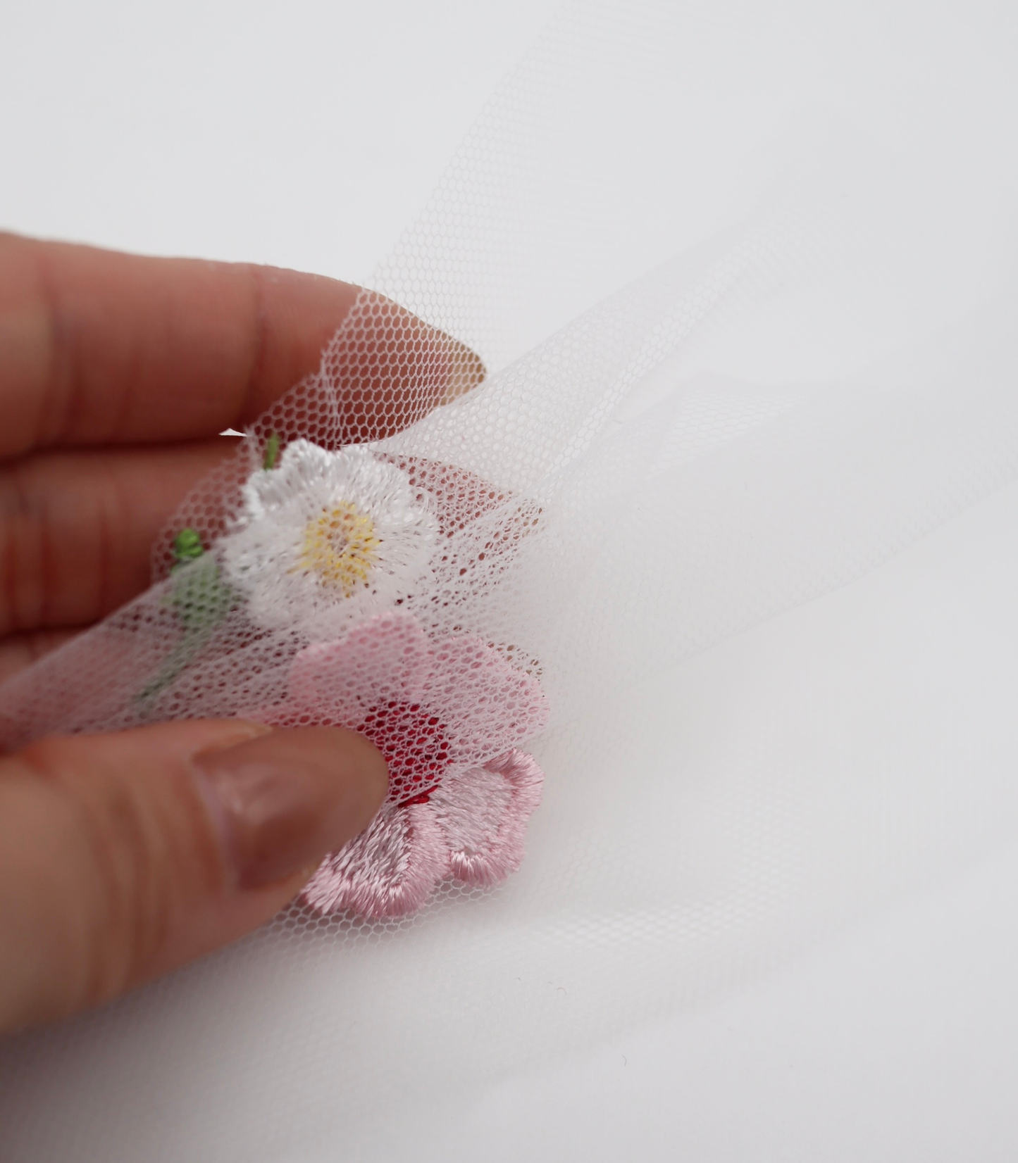 【25SS-388】フラワー刺繍チュール /0.5yあたり=~1235円