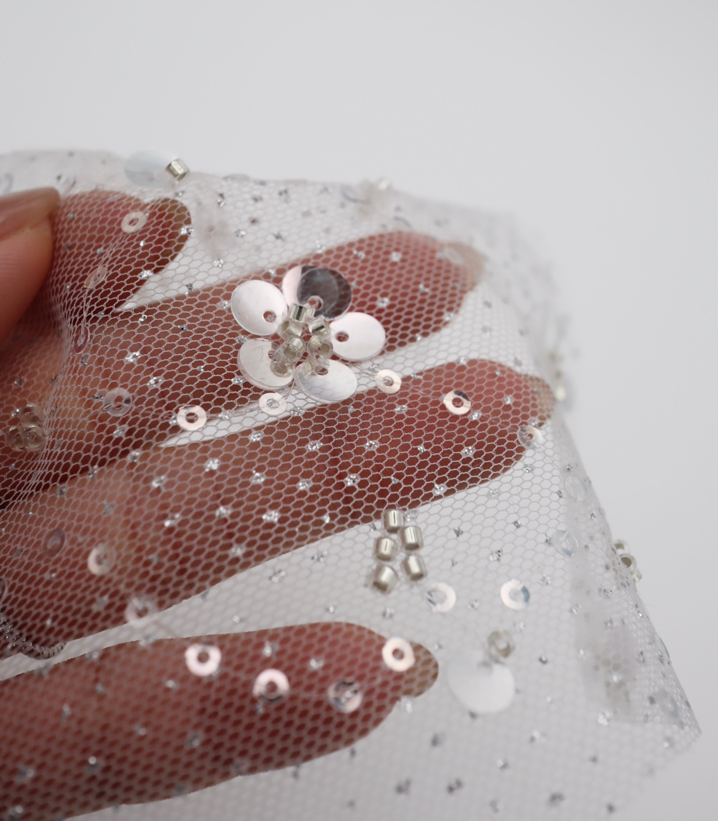 【25SS-396】スパンコール×ビーズ刺繍チュール /0.5yあたり=~1895円