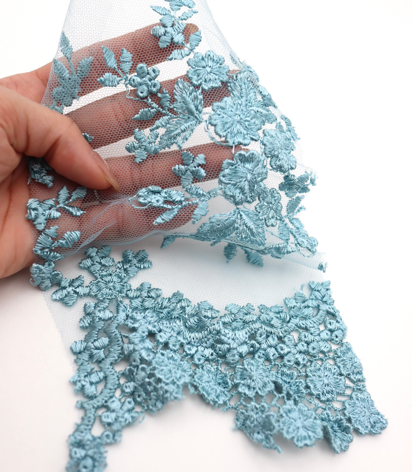 【25SS-387】スカラップ刺繍チュールレース /0.5yあたり=~1800円
