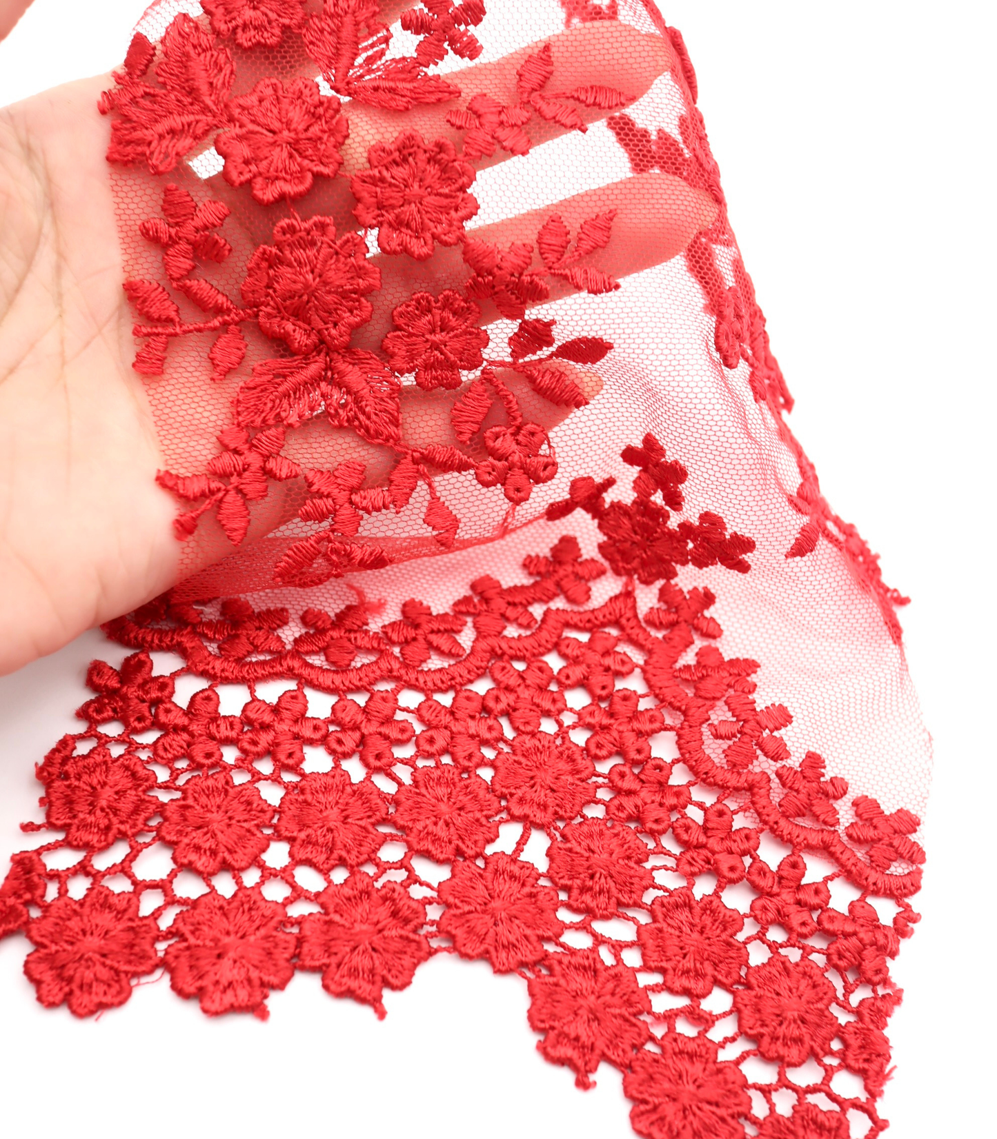【25SS-387】スカラップ刺繍チュールレース /0.5yあたり=~1800円