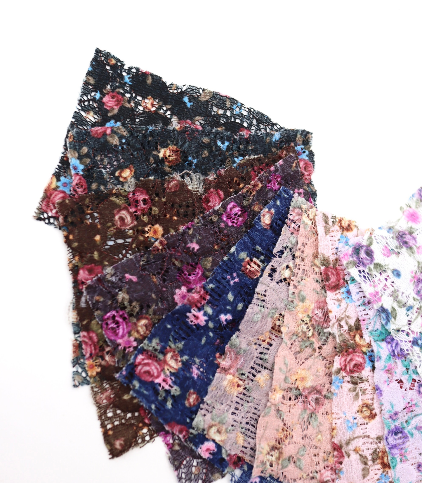 【25SS-451】小花柄プリントしぼ織レース /0.5yあたり=~630円