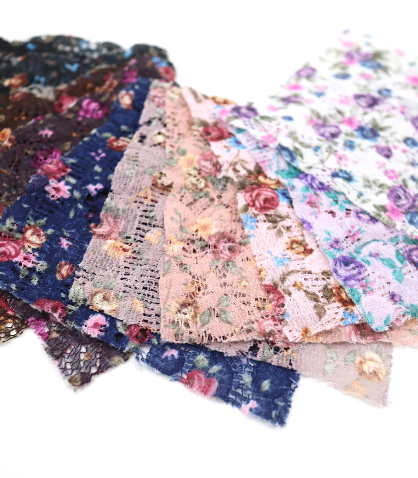 【25SS-451】小花柄プリントしぼ織レース /0.5yあたり=~630円