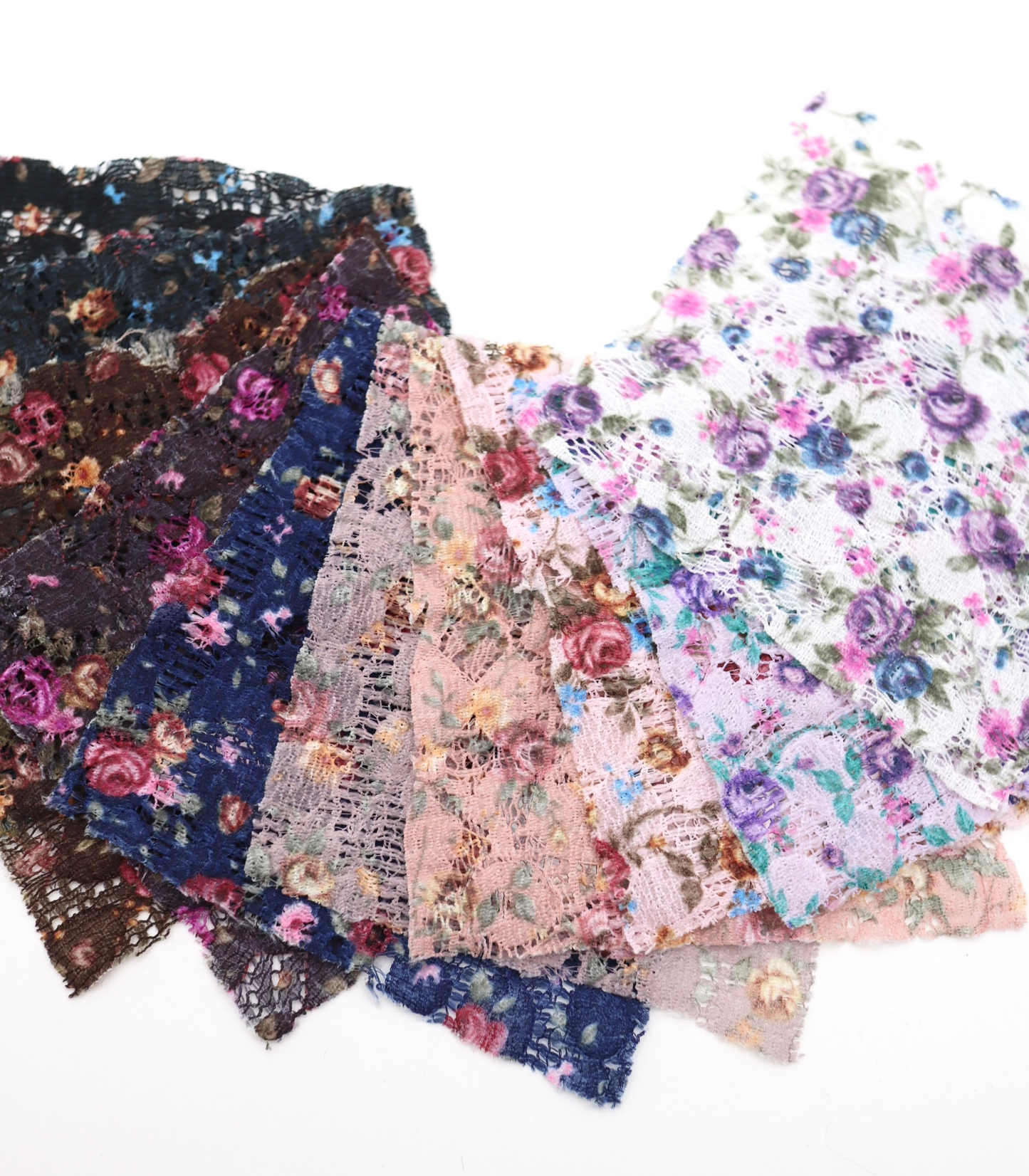【25SS-451】小花柄プリントしぼ織レース /0.5yあたり=~630円