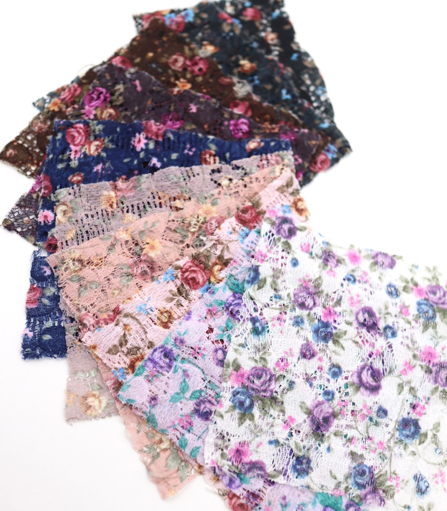 【25SS-451】小花柄プリントしぼ織レース /0.5yあたり=~630円