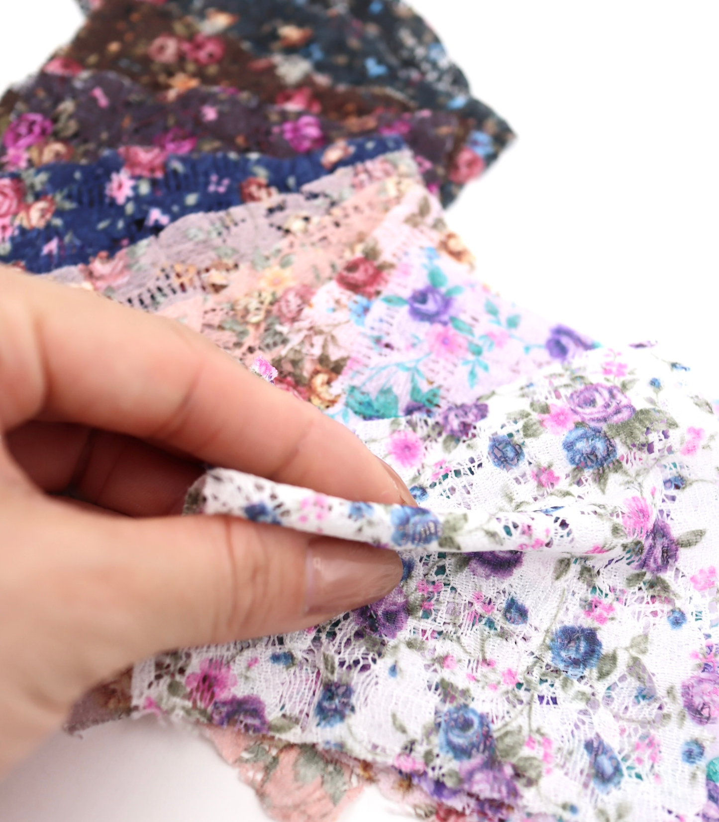 【25SS-451】小花柄プリントしぼ織レース /0.5yあたり=~630円