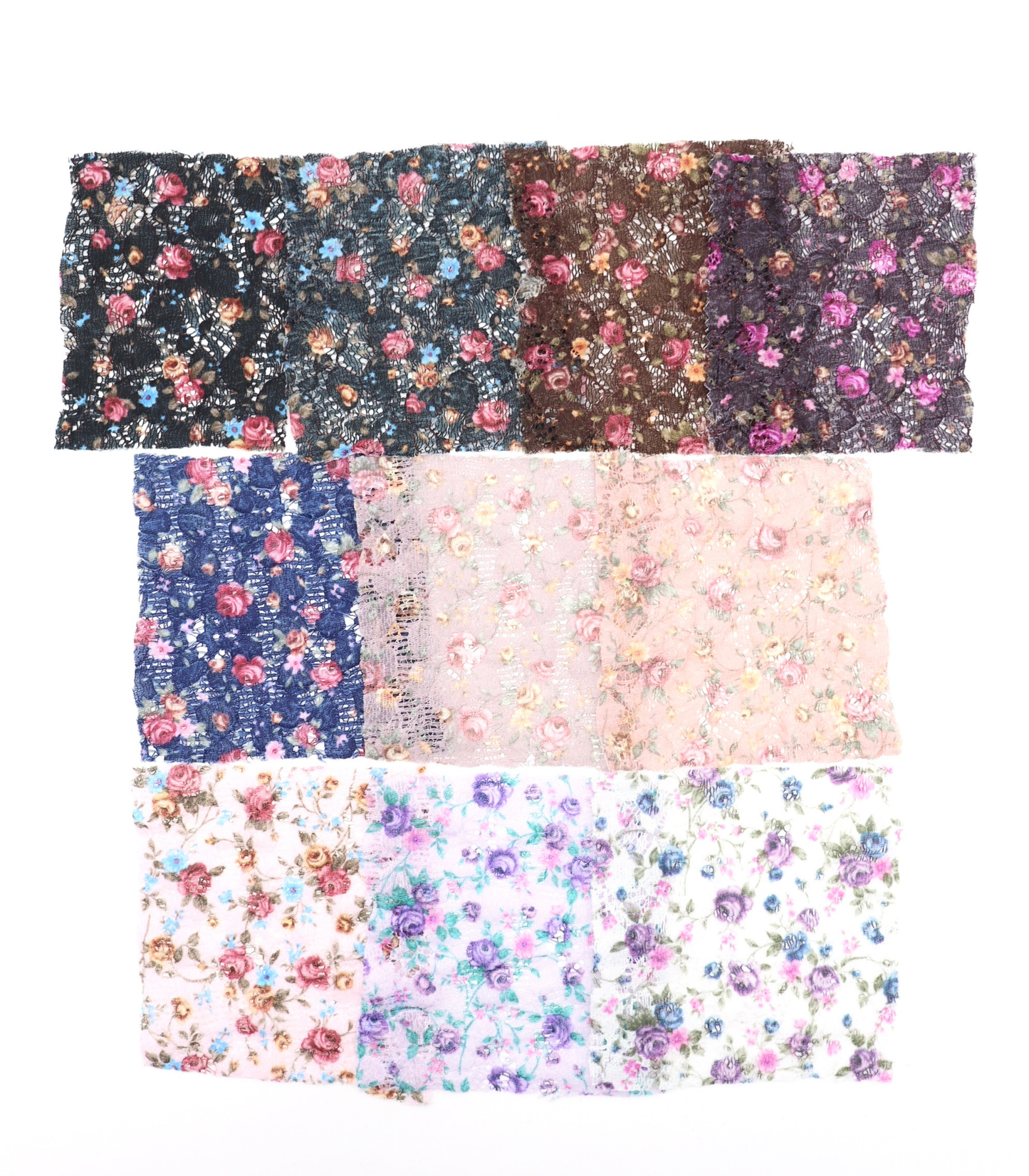 【25SS-451】小花柄プリントしぼ織レース /0.5yあたり=~630円