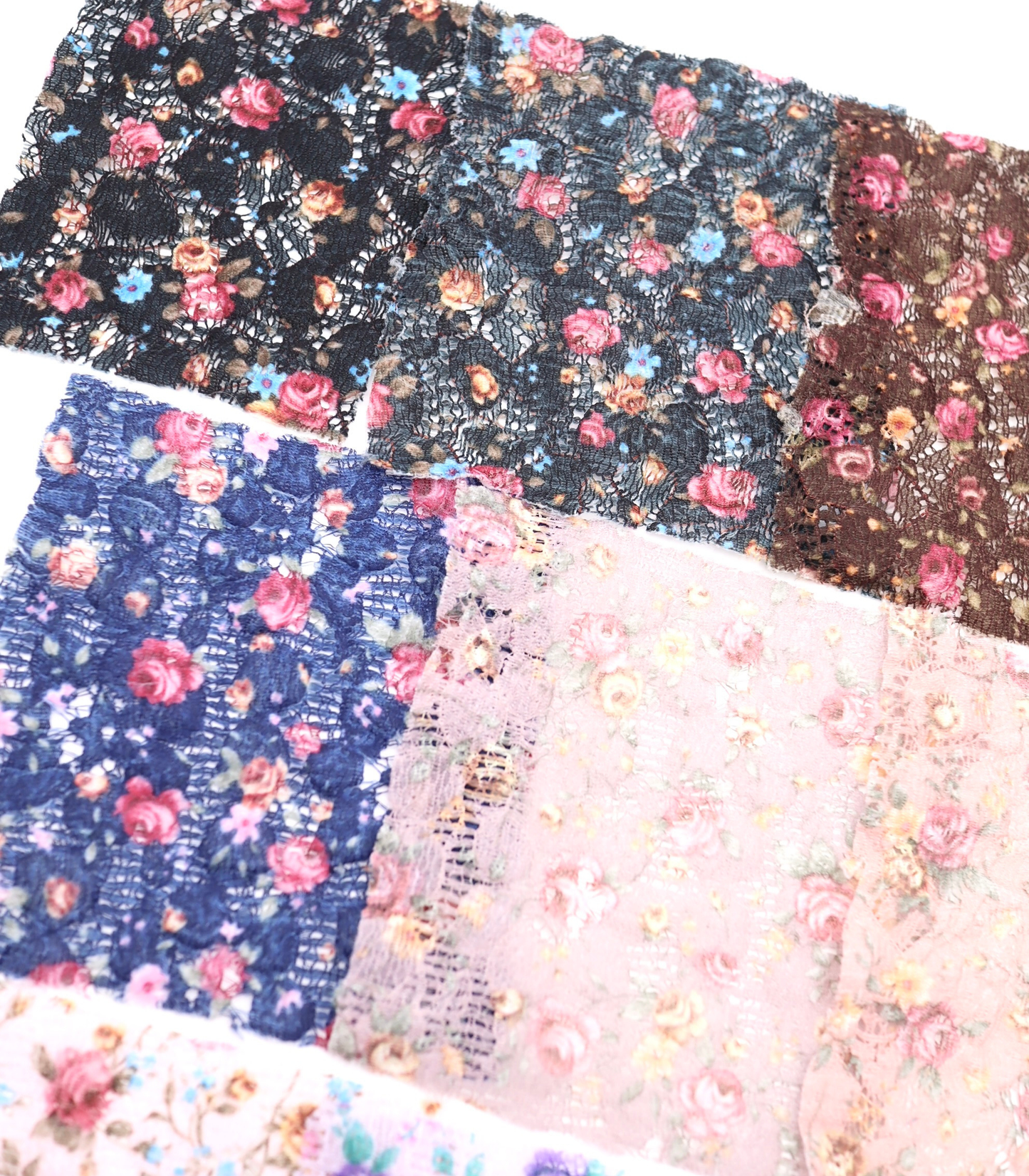 【25SS-451】小花柄プリントしぼ織レース /0.5yあたり=~630円