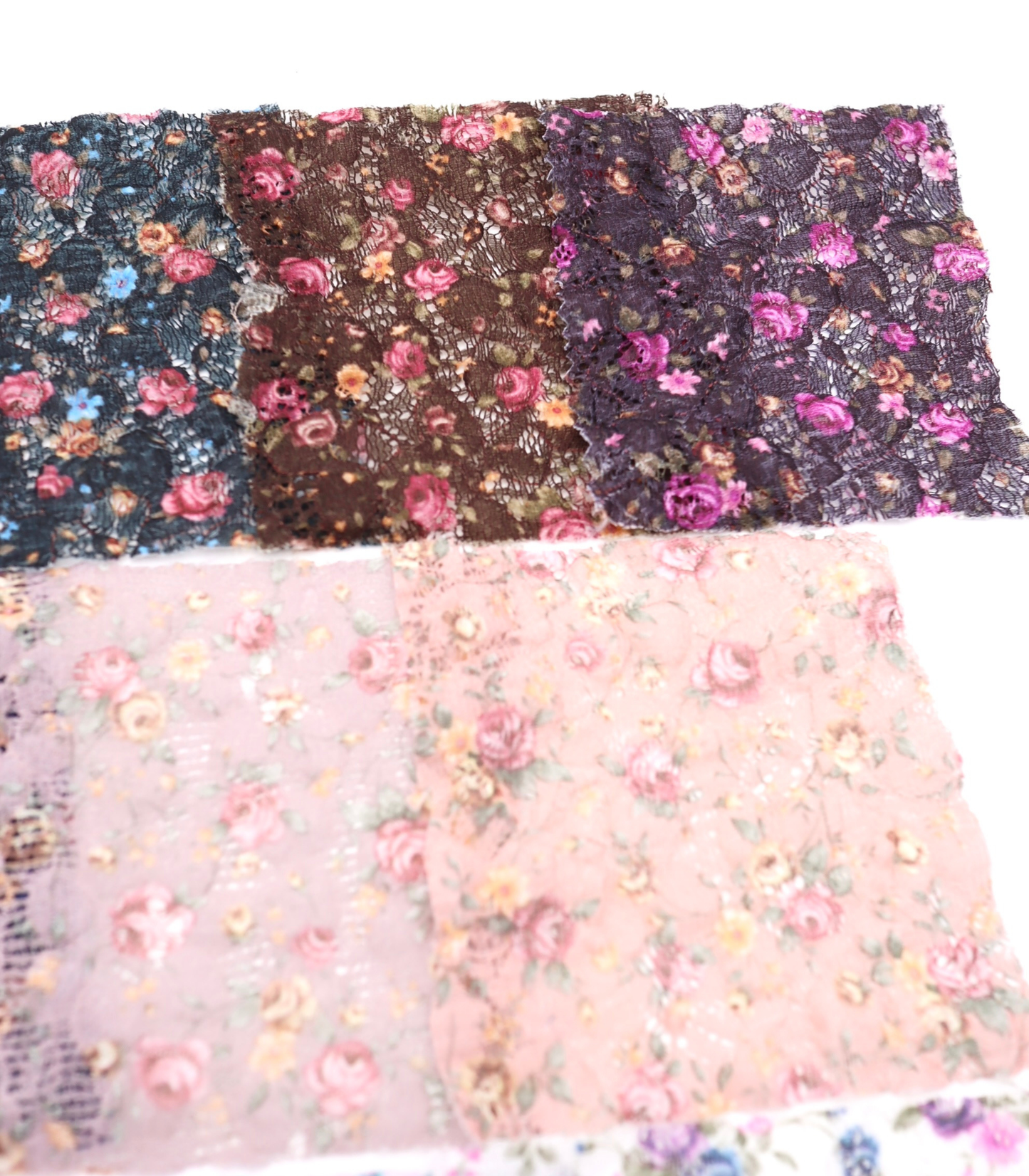 【25SS-451】小花柄プリントしぼ織レース /0.5yあたり=~630円