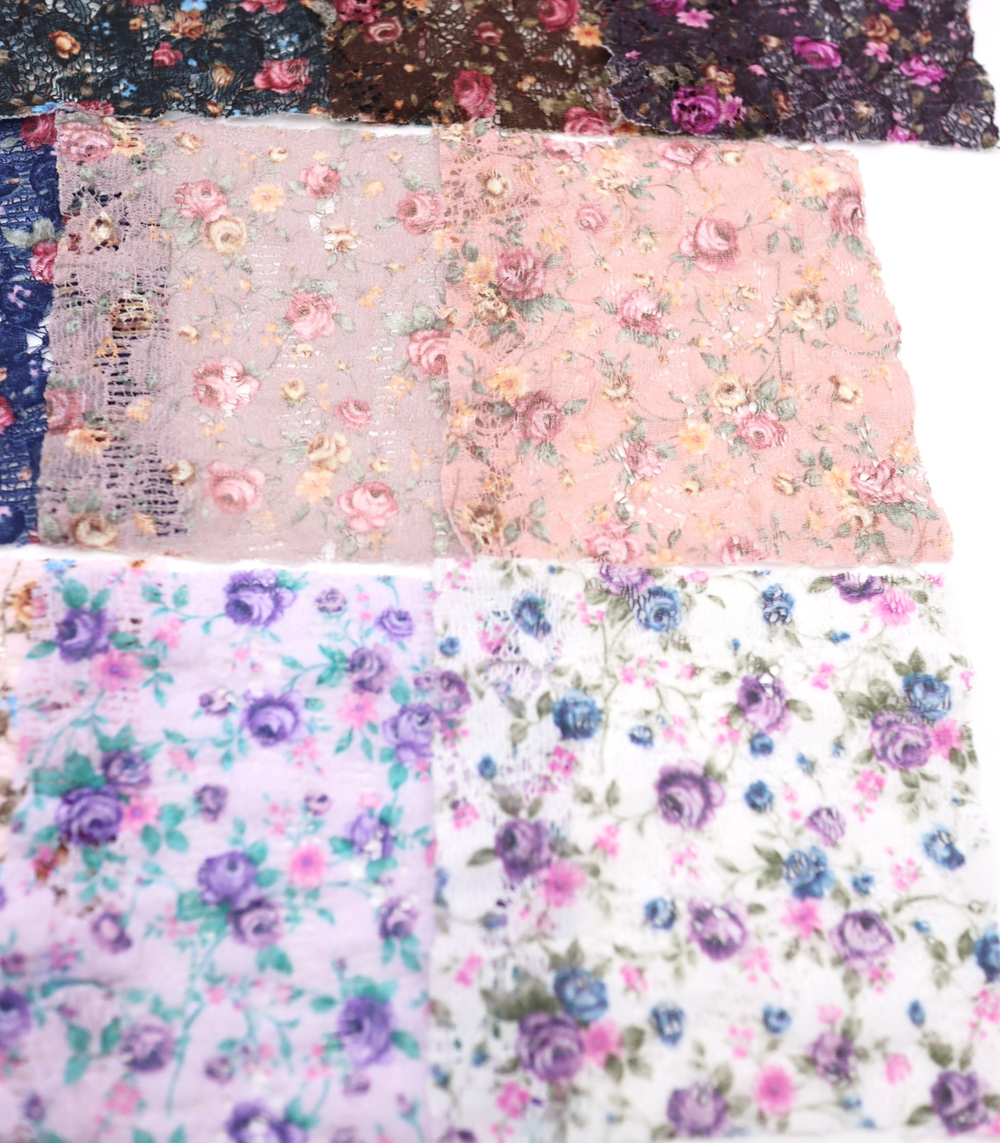 【25SS-451】小花柄プリントしぼ織レース /0.5yあたり=~630円