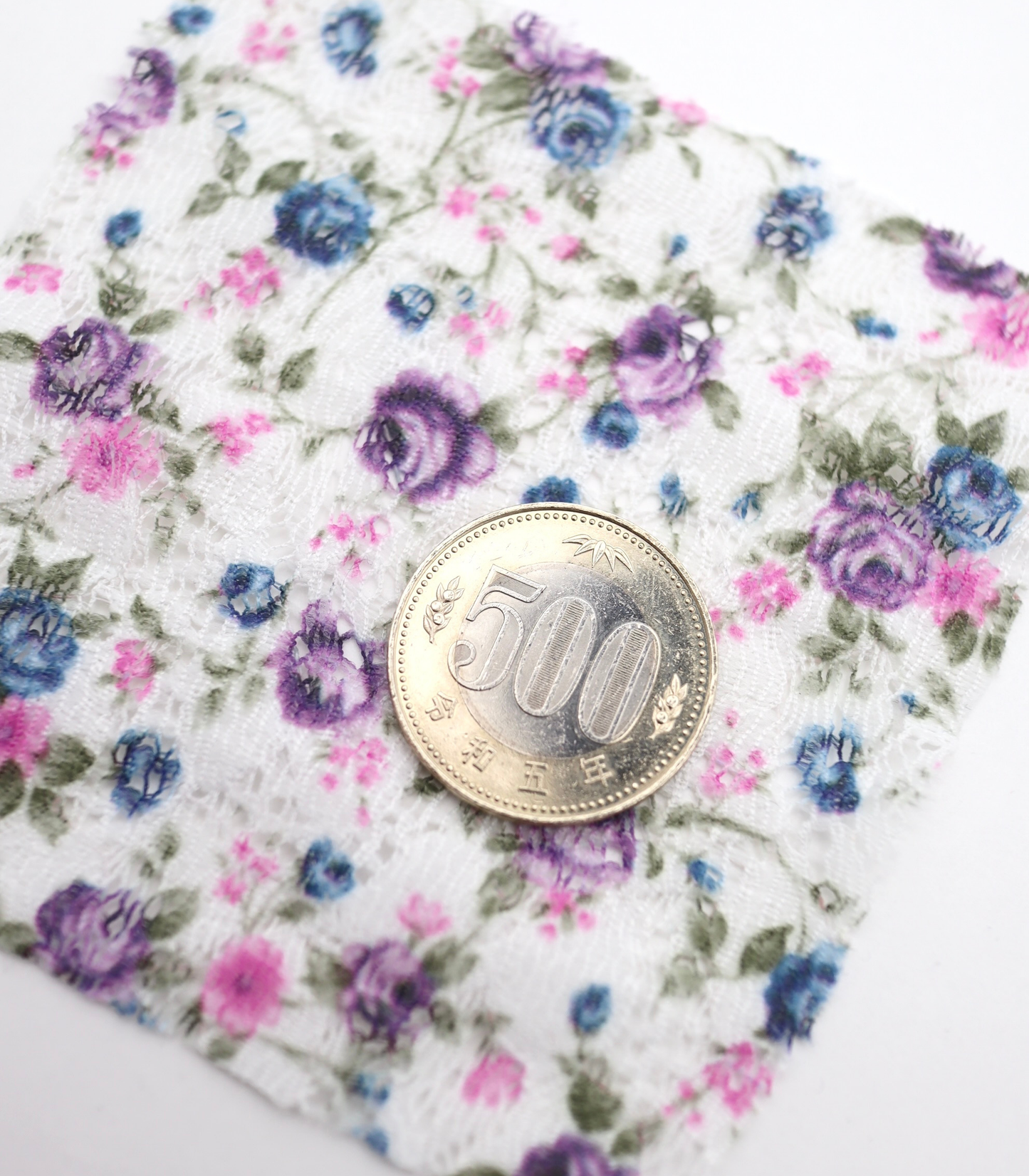 【25SS-451】小花柄プリントしぼ織レース /0.5yあたり=~630円