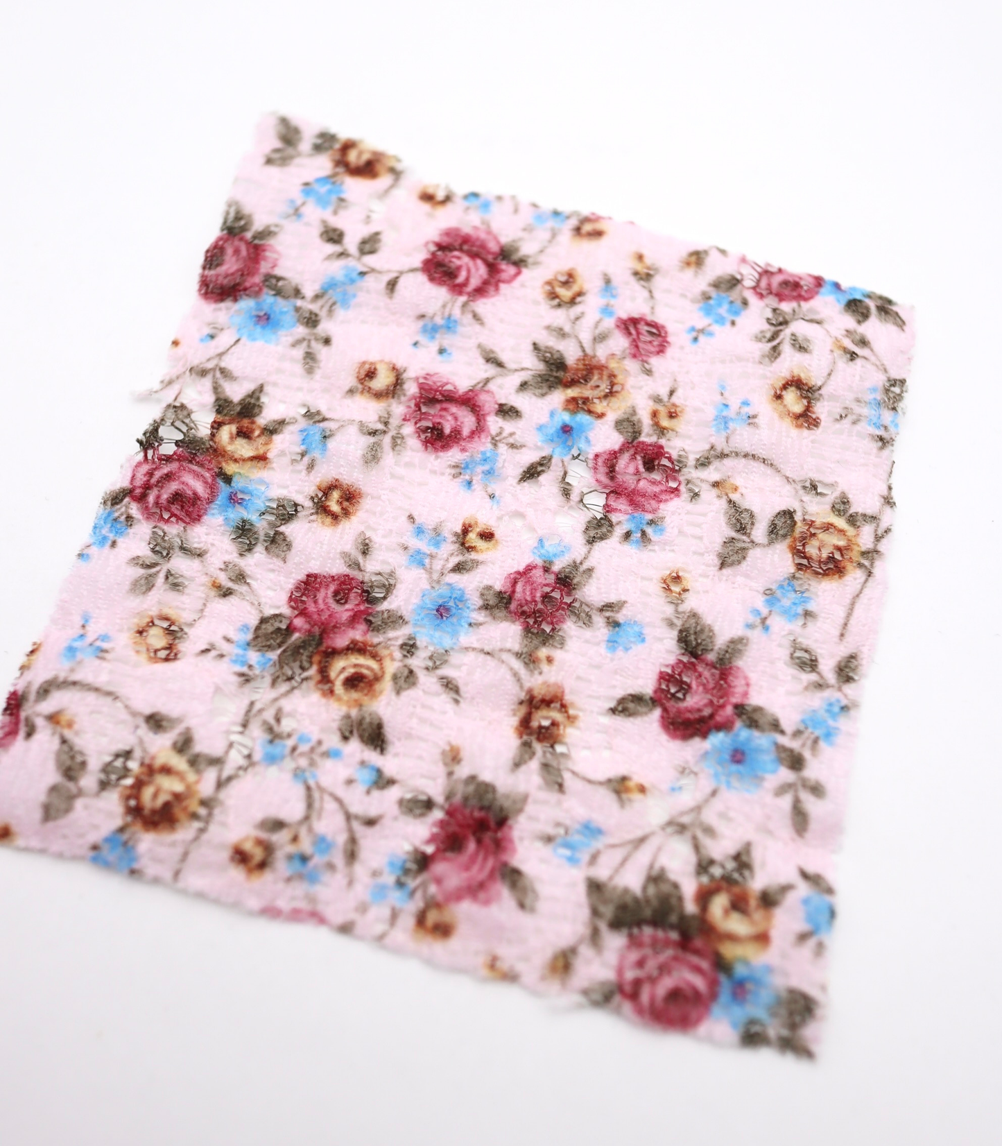 【25SS-451】小花柄プリントしぼ織レース /0.5yあたり=~630円