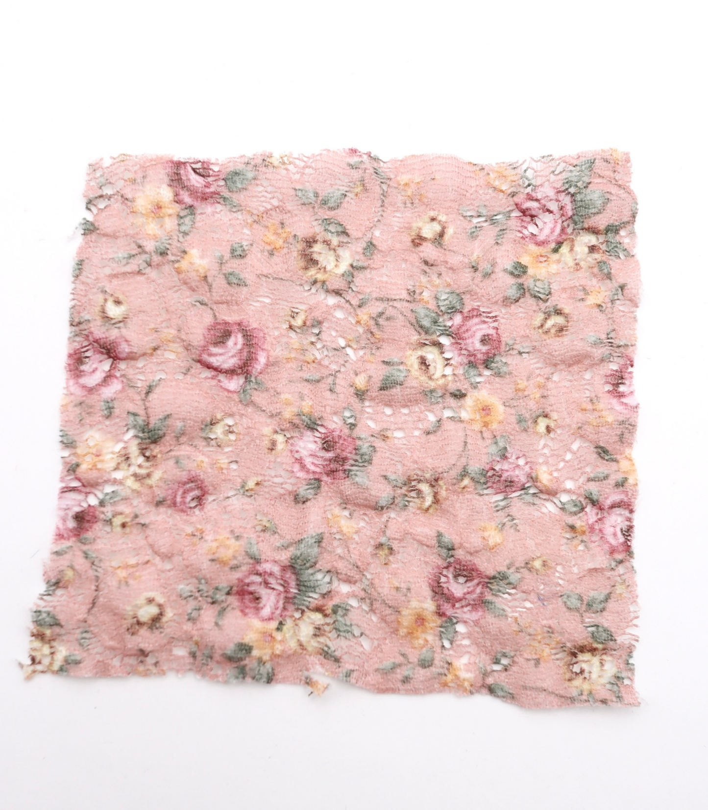 【25SS-451】小花柄プリントしぼ織レース /0.5yあたり=~630円