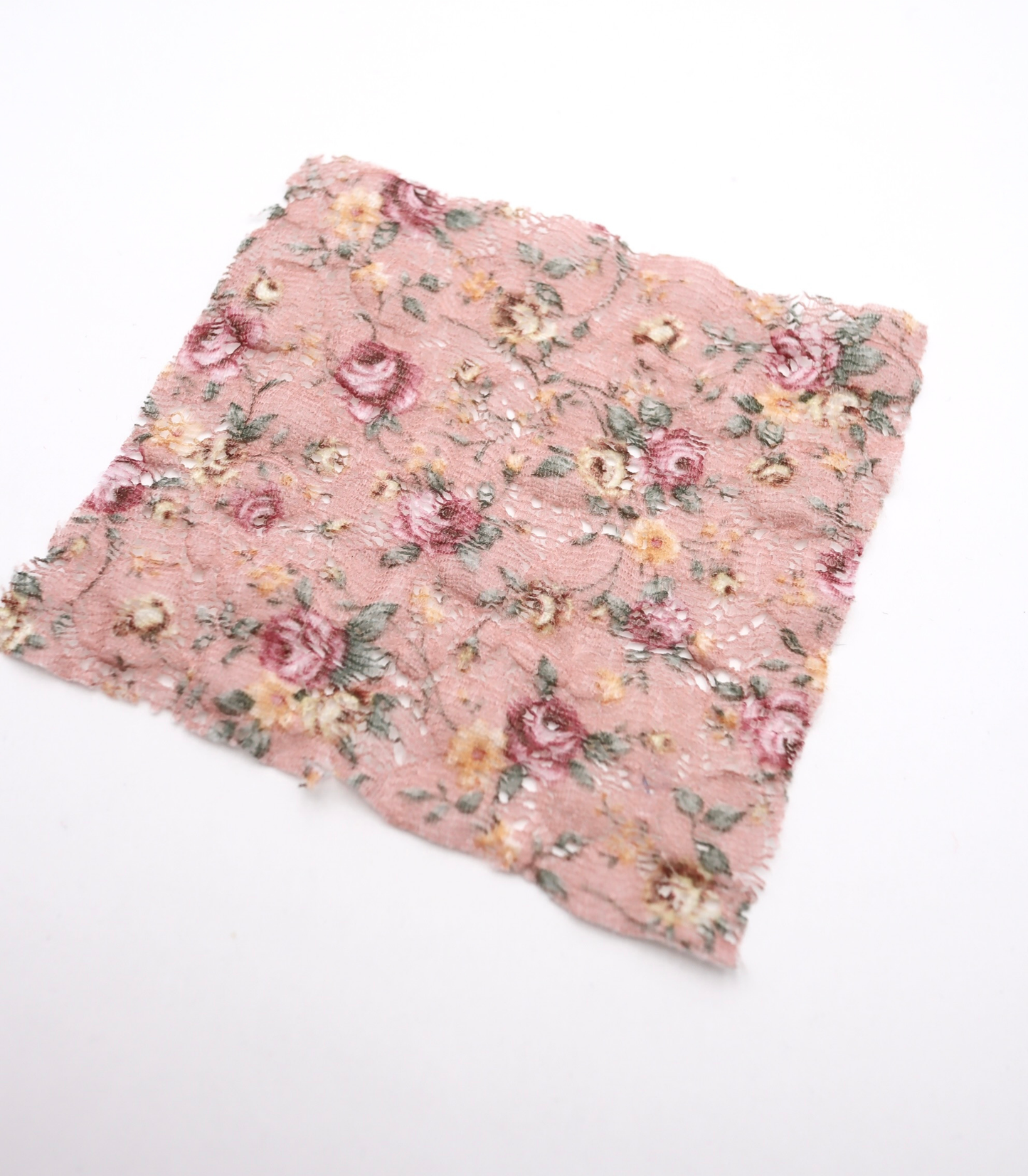 【25SS-451】小花柄プリントしぼ織レース /0.5yあたり=~630円