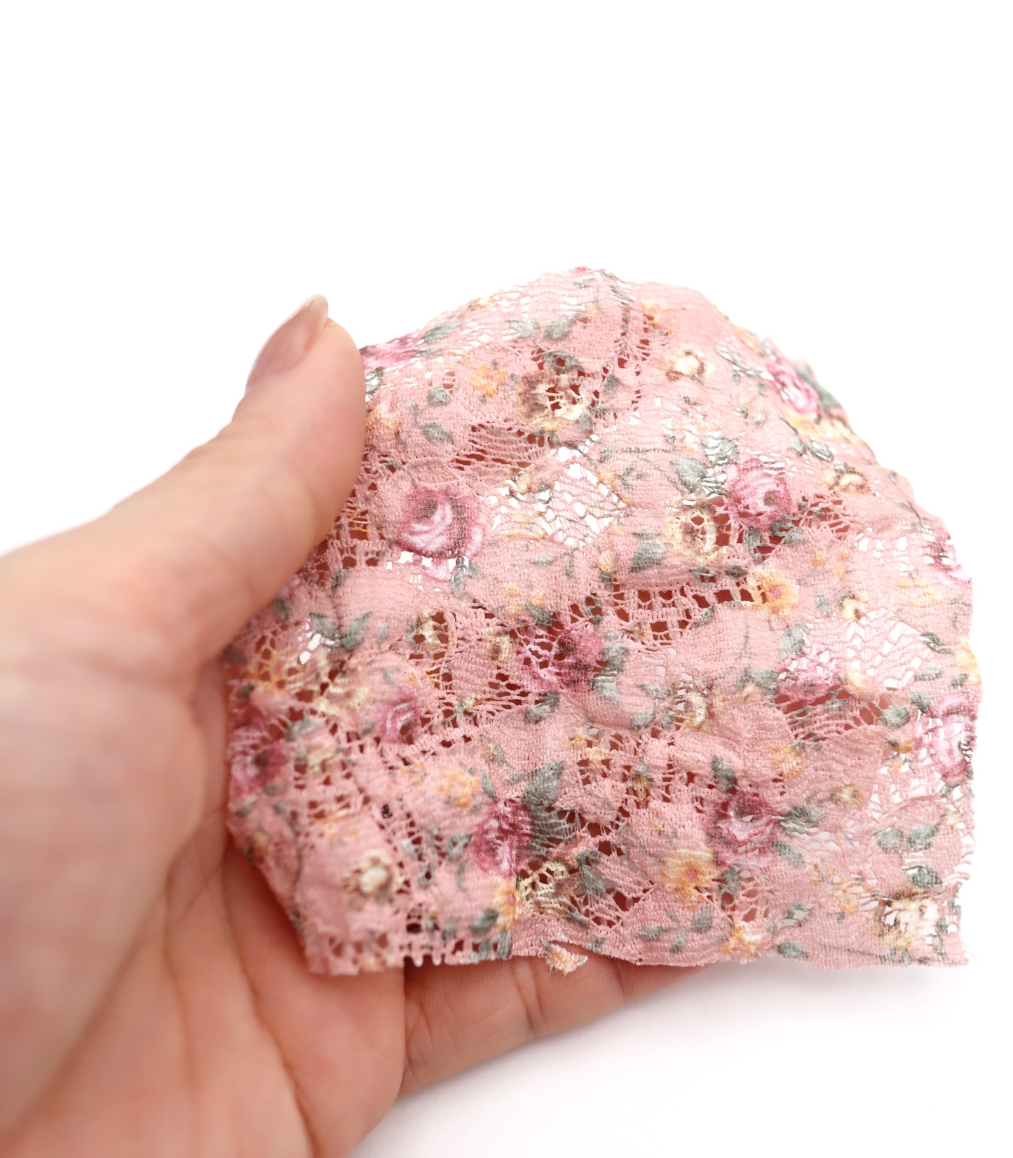 【25SS-451】小花柄プリントしぼ織レース /0.5yあたり=~630円