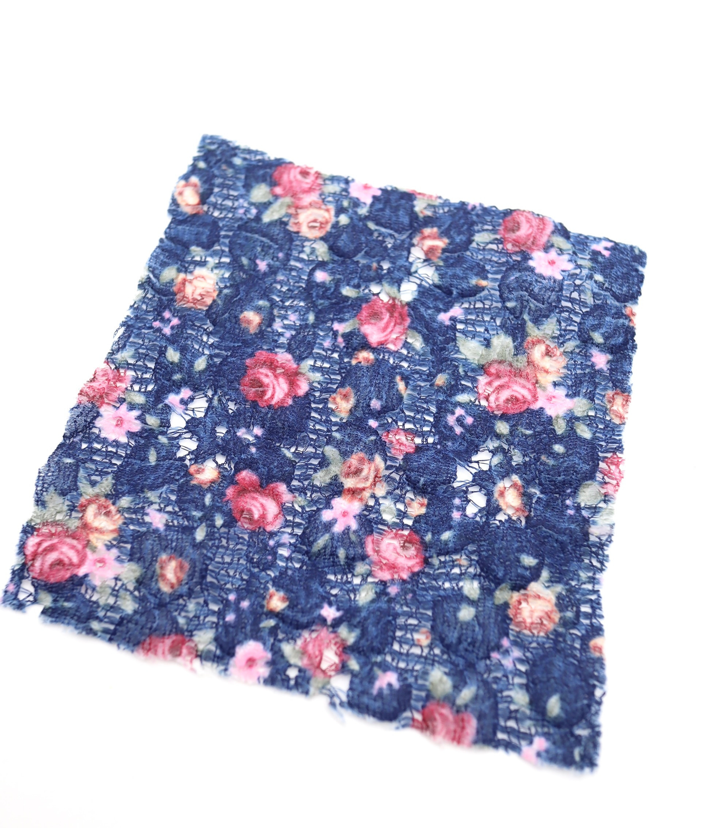 【25SS-451】小花柄プリントしぼ織レース /0.5yあたり=~630円