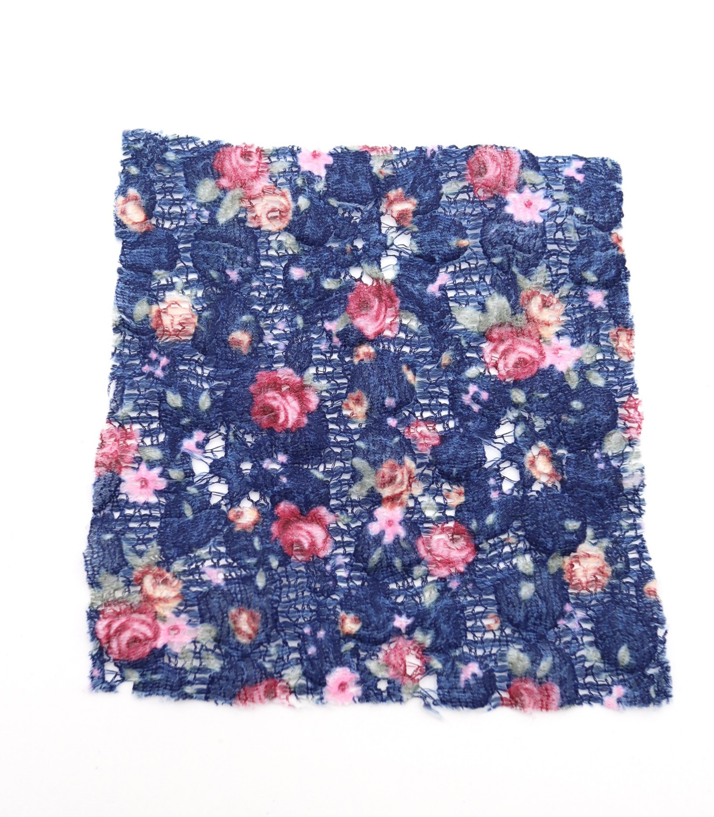 【25SS-451】小花柄プリントしぼ織レース /0.5yあたり=~630円