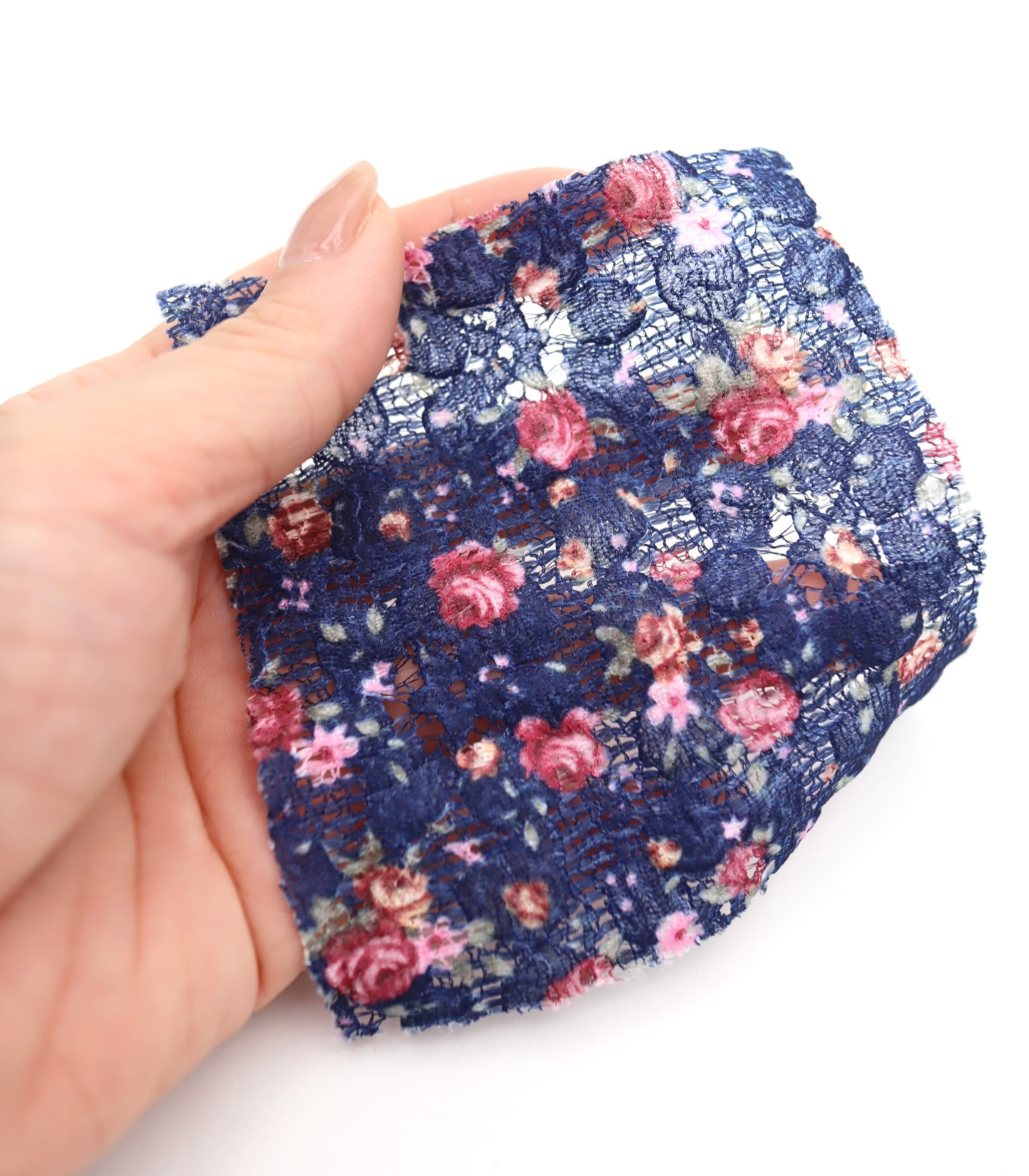 【25SS-451】小花柄プリントしぼ織レース /0.5yあたり=~630円