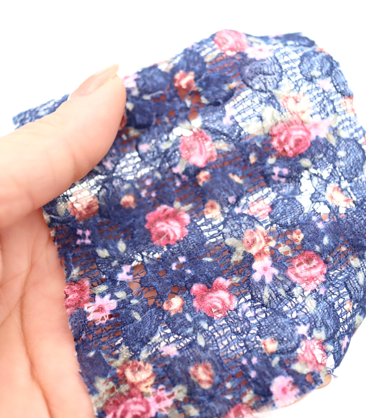 【25SS-451】小花柄プリントしぼ織レース /0.5yあたり=~630円