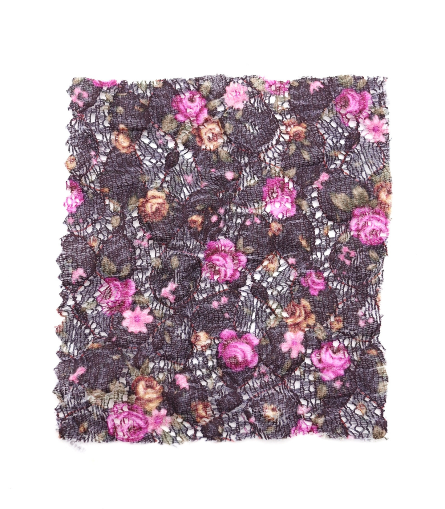 【25SS-451】小花柄プリントしぼ織レース /0.5yあたり=~630円