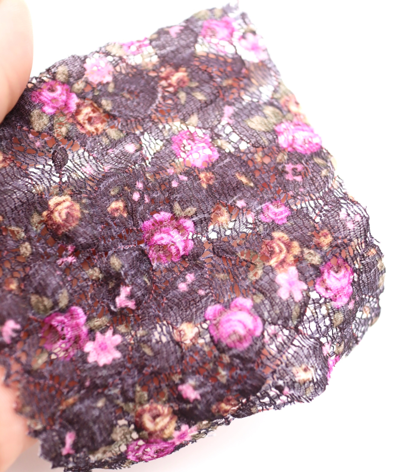 【25SS-451】小花柄プリントしぼ織レース /0.5yあたり=~630円