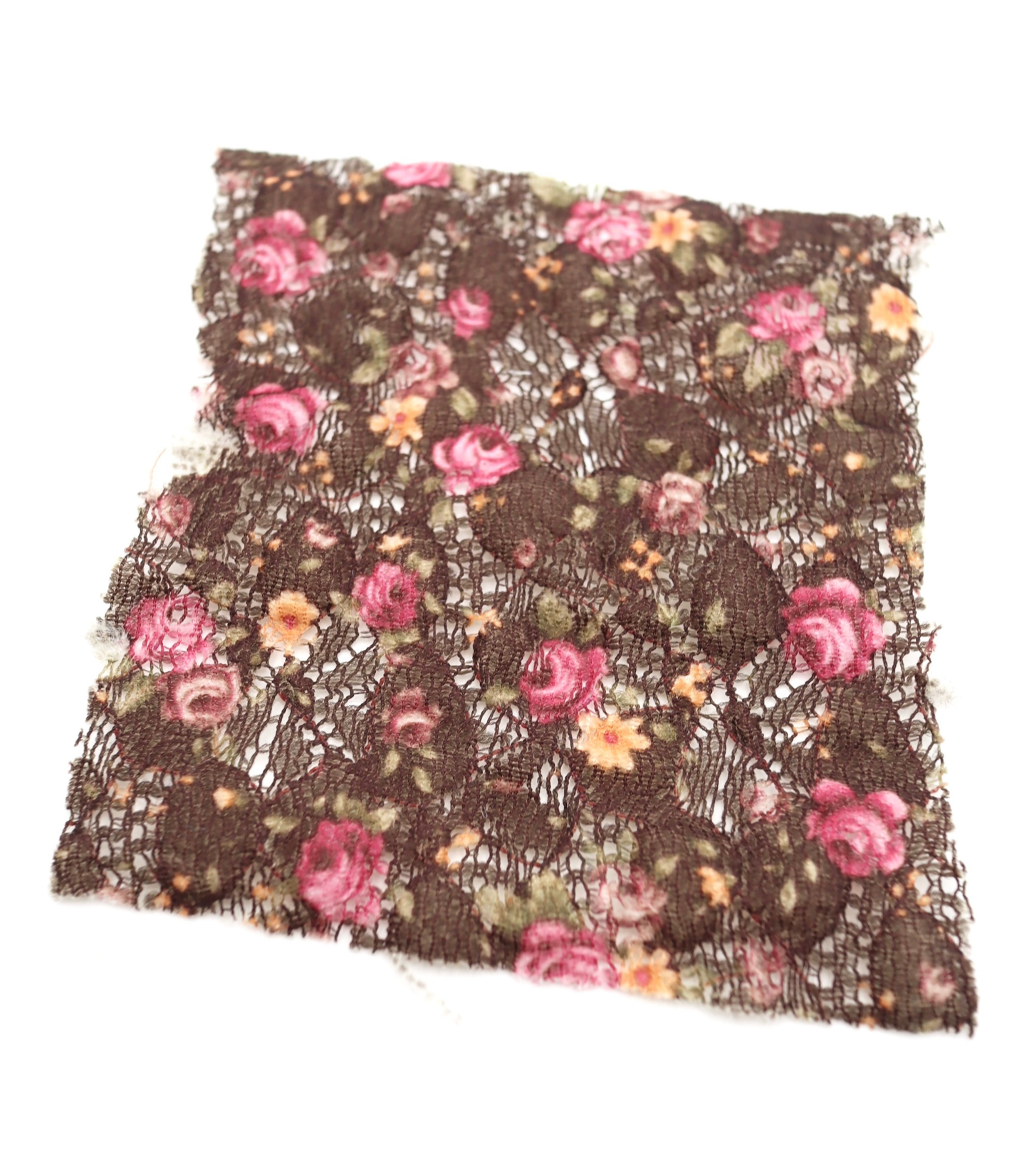 【25SS-451】小花柄プリントしぼ織レース /0.5yあたり=~630円