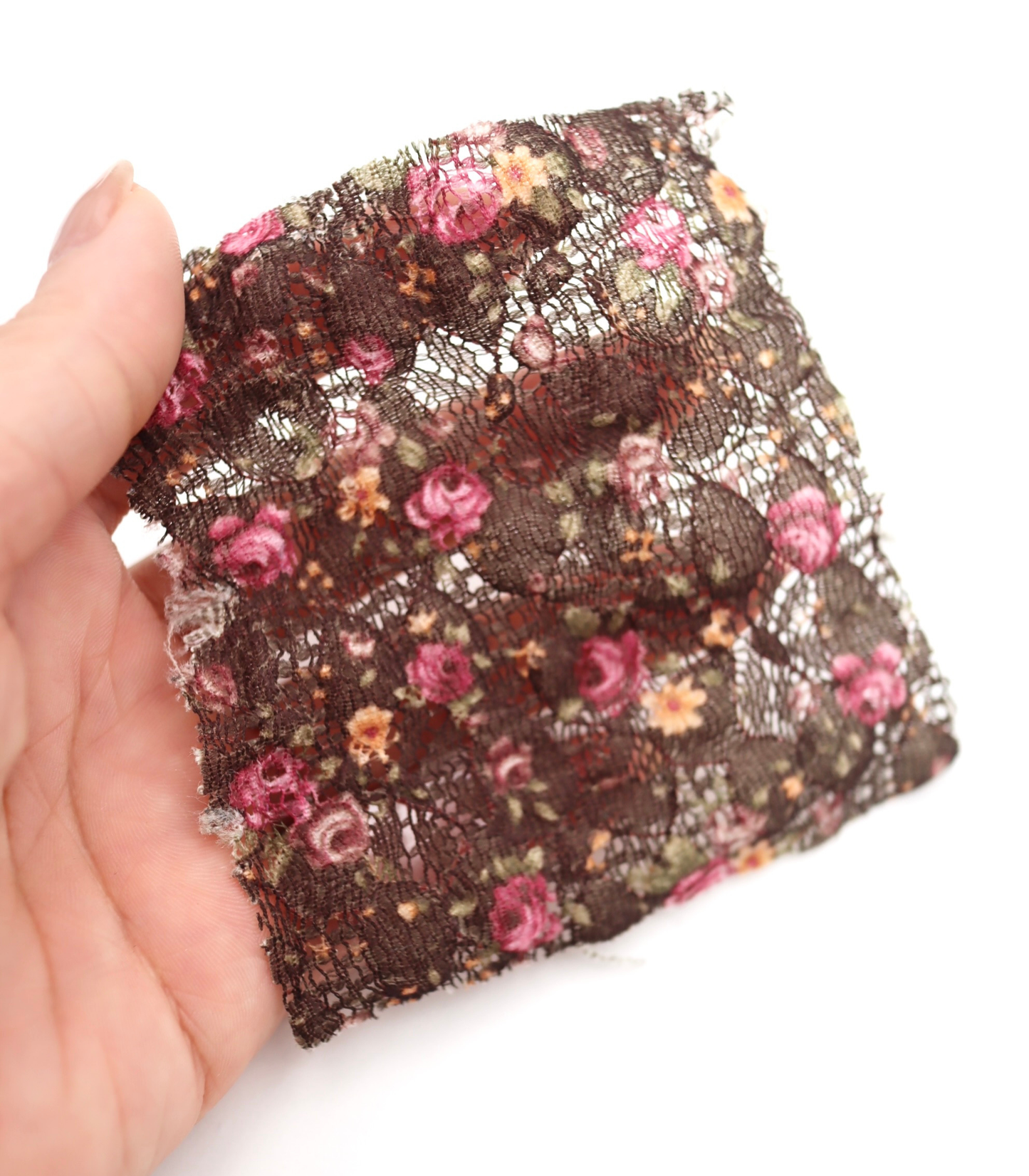 【25SS-451】小花柄プリントしぼ織レース /0.5yあたり=~630円