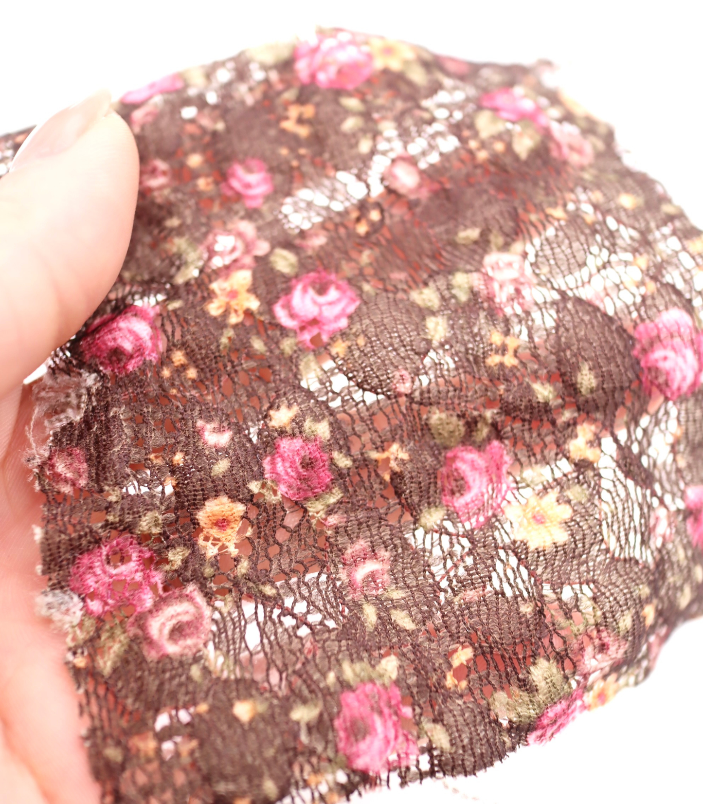 【25SS-451】小花柄プリントしぼ織レース /0.5yあたり=~630円