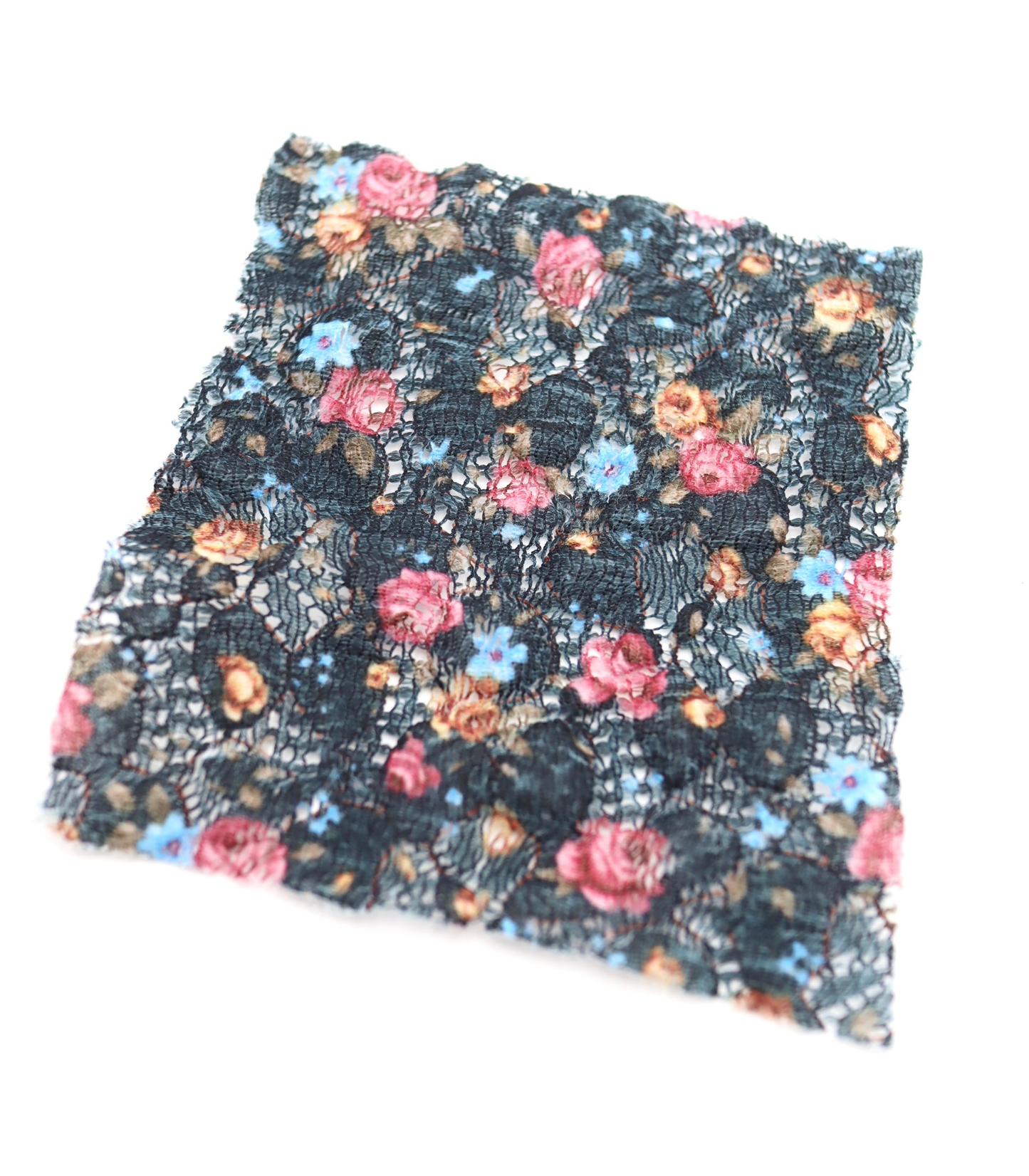 【25SS-451】小花柄プリントしぼ織レース /0.5yあたり=~630円
