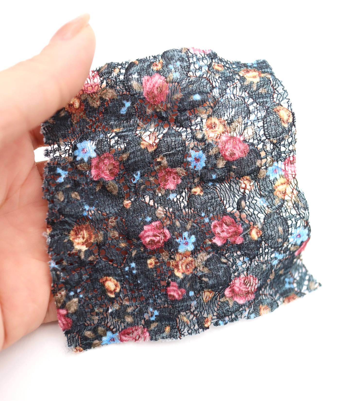 【25SS-451】小花柄プリントしぼ織レース /0.5yあたり=~630円