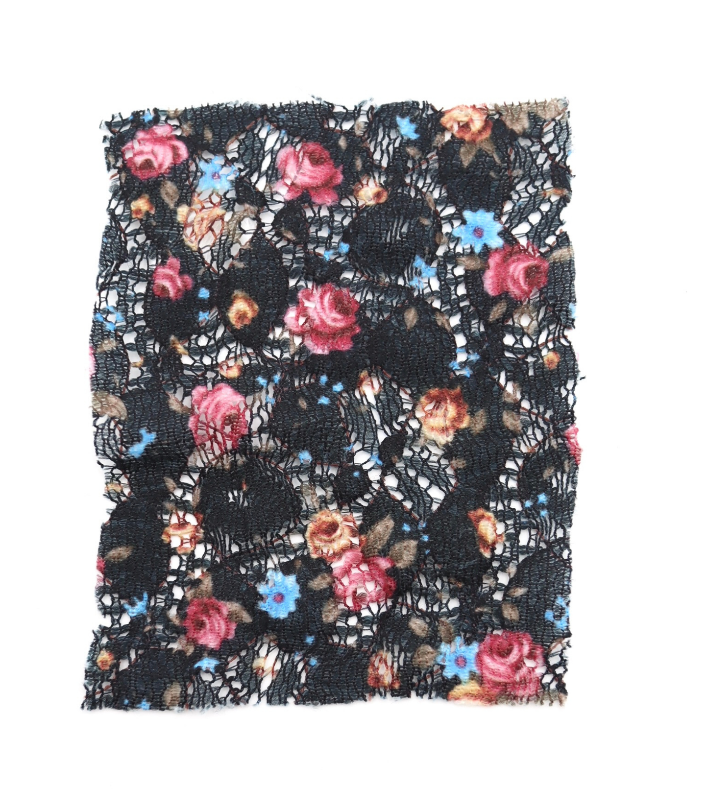 【25SS-451】小花柄プリントしぼ織レース /0.5yあたり=~630円