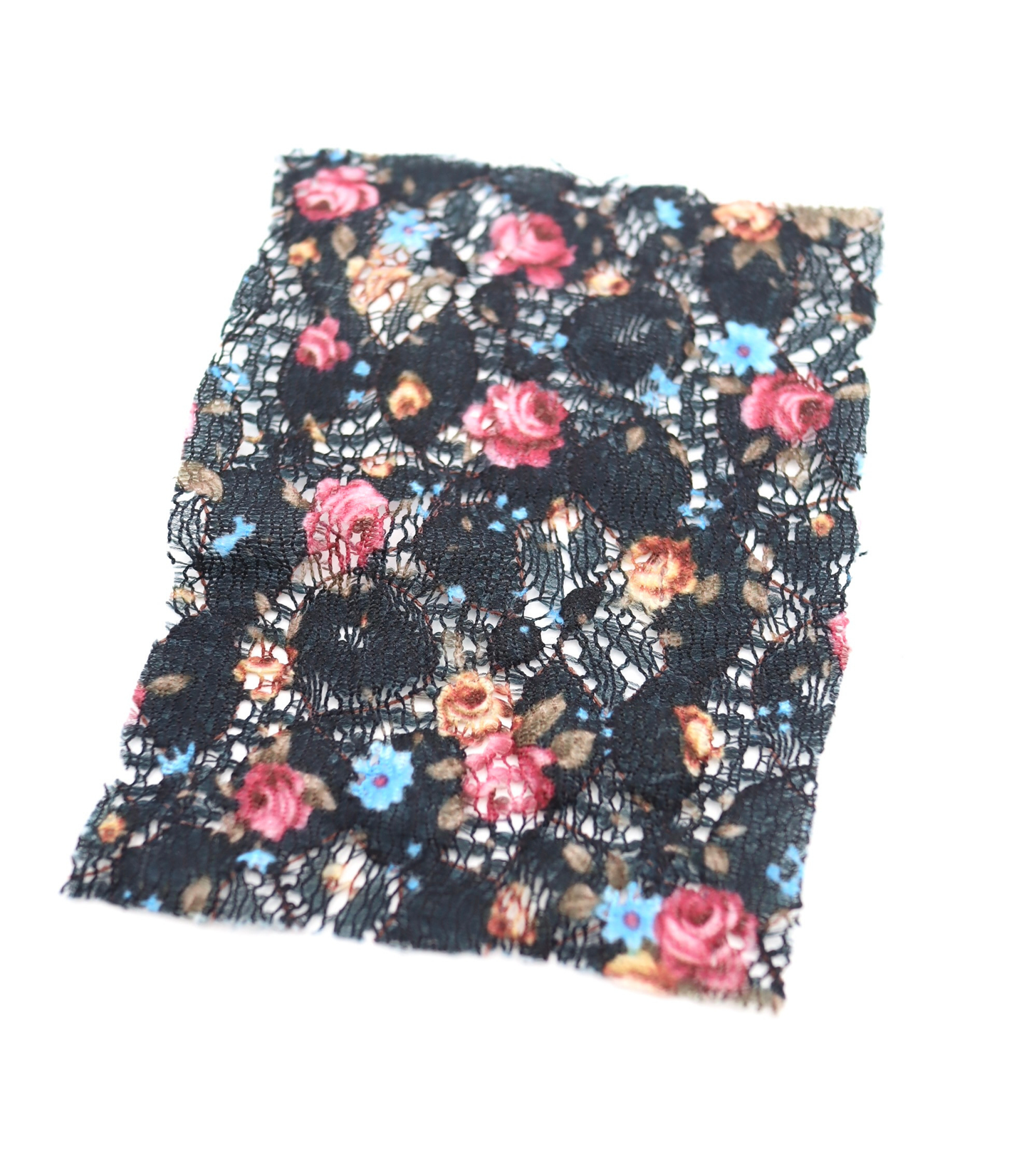 【25SS-451】小花柄プリントしぼ織レース /0.5yあたり=~630円