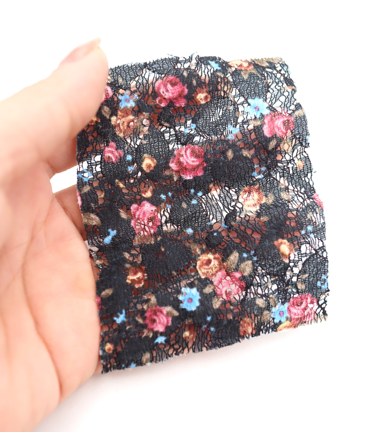 【25SS-451】小花柄プリントしぼ織レース /0.5yあたり=~630円