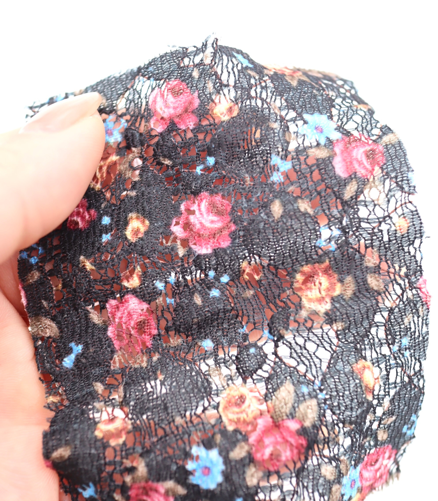 【25SS-451】小花柄プリントしぼ織レース /0.5yあたり=~630円