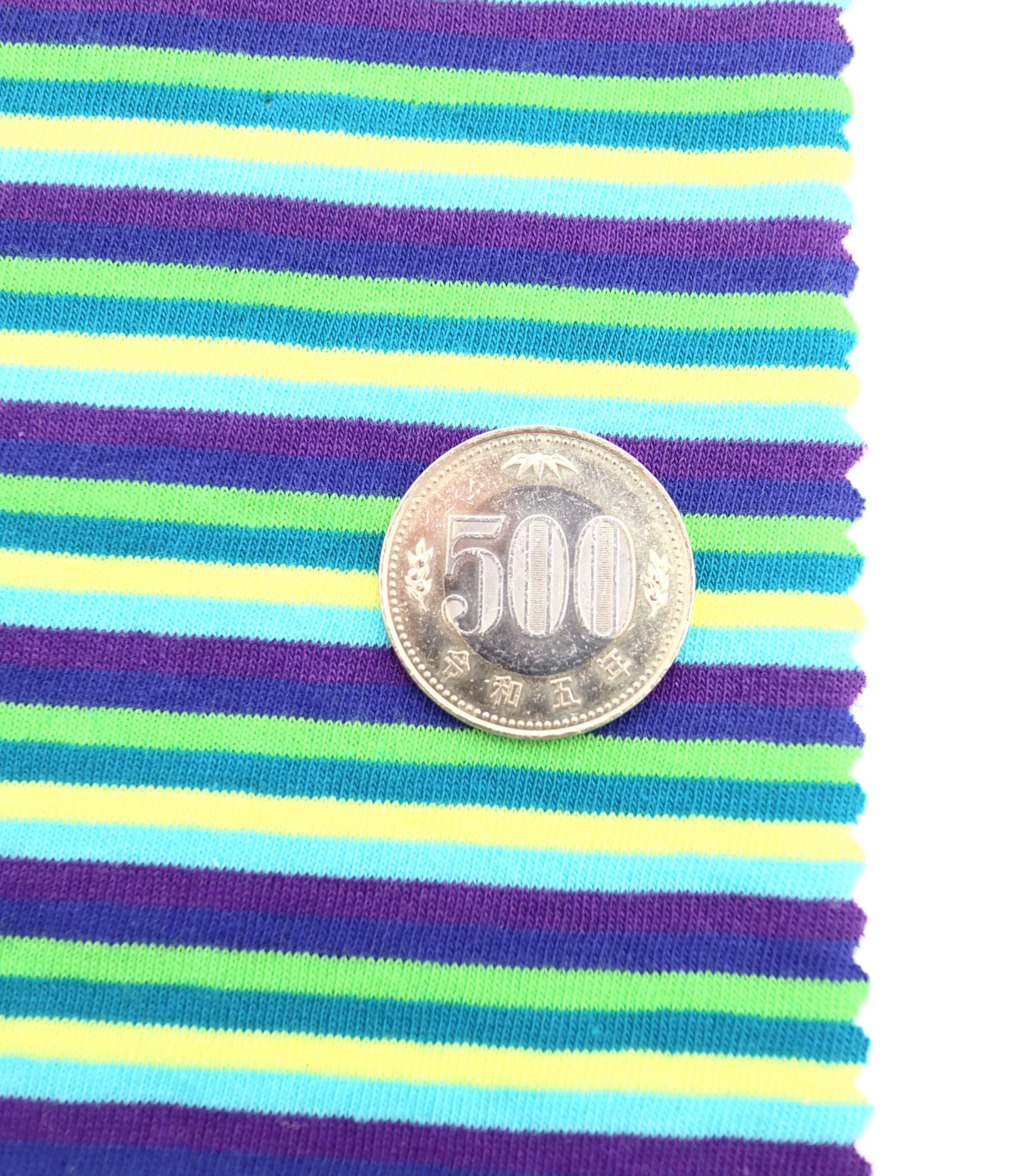 【25SS-449】細ピッチマルチカラーボーダー綿天竺 /0.5yあたり=~890円