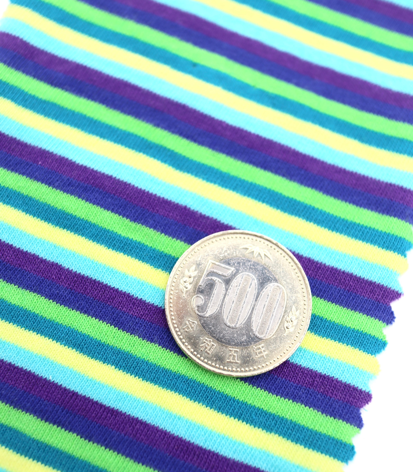 【25SS-449】細ピッチマルチカラーボーダー綿天竺 /0.5yあたり=~890円