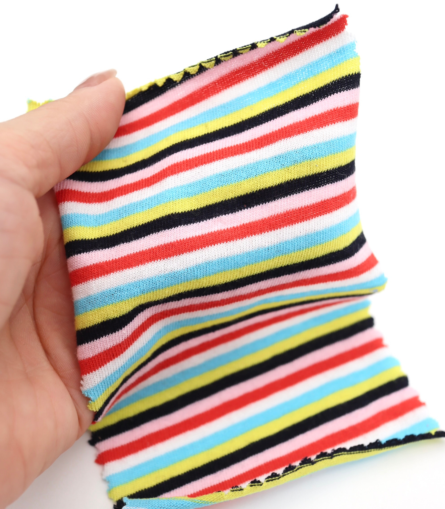 【25SS-449】細ピッチマルチカラーボーダー綿天竺 /0.5yあたり=~890円