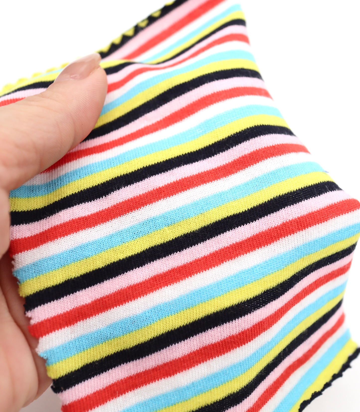 【25SS-449】細ピッチマルチカラーボーダー綿天竺 /0.5yあたり=~890円