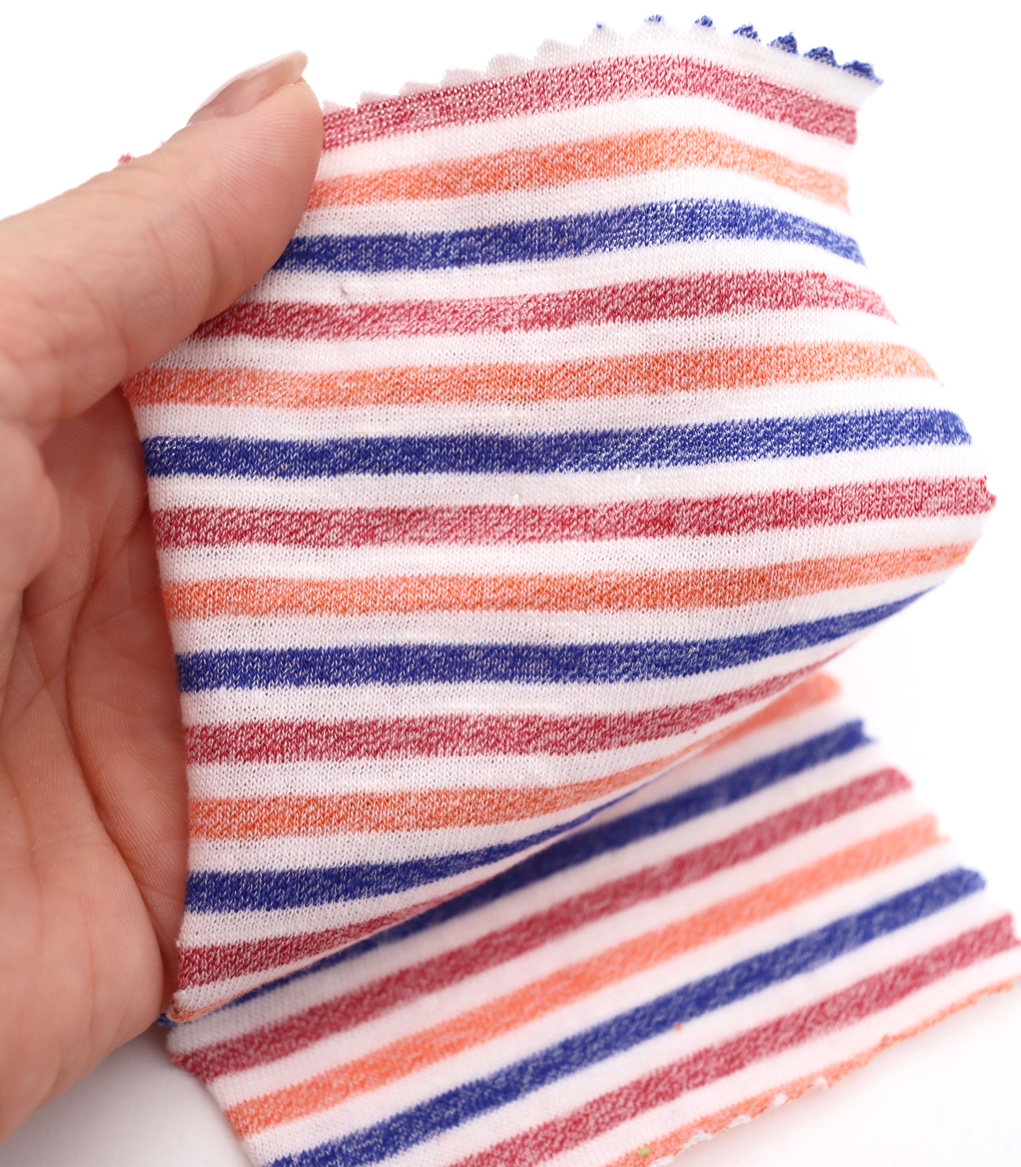 【25SS-449】細ピッチマルチカラーボーダー綿天竺 /0.5yあたり=~890円