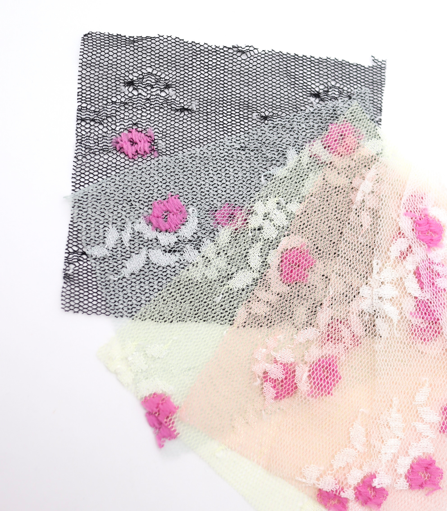 【25SS-450】ぷちふわ小花柄刺繍チュール /0.5yあたり=~745円
