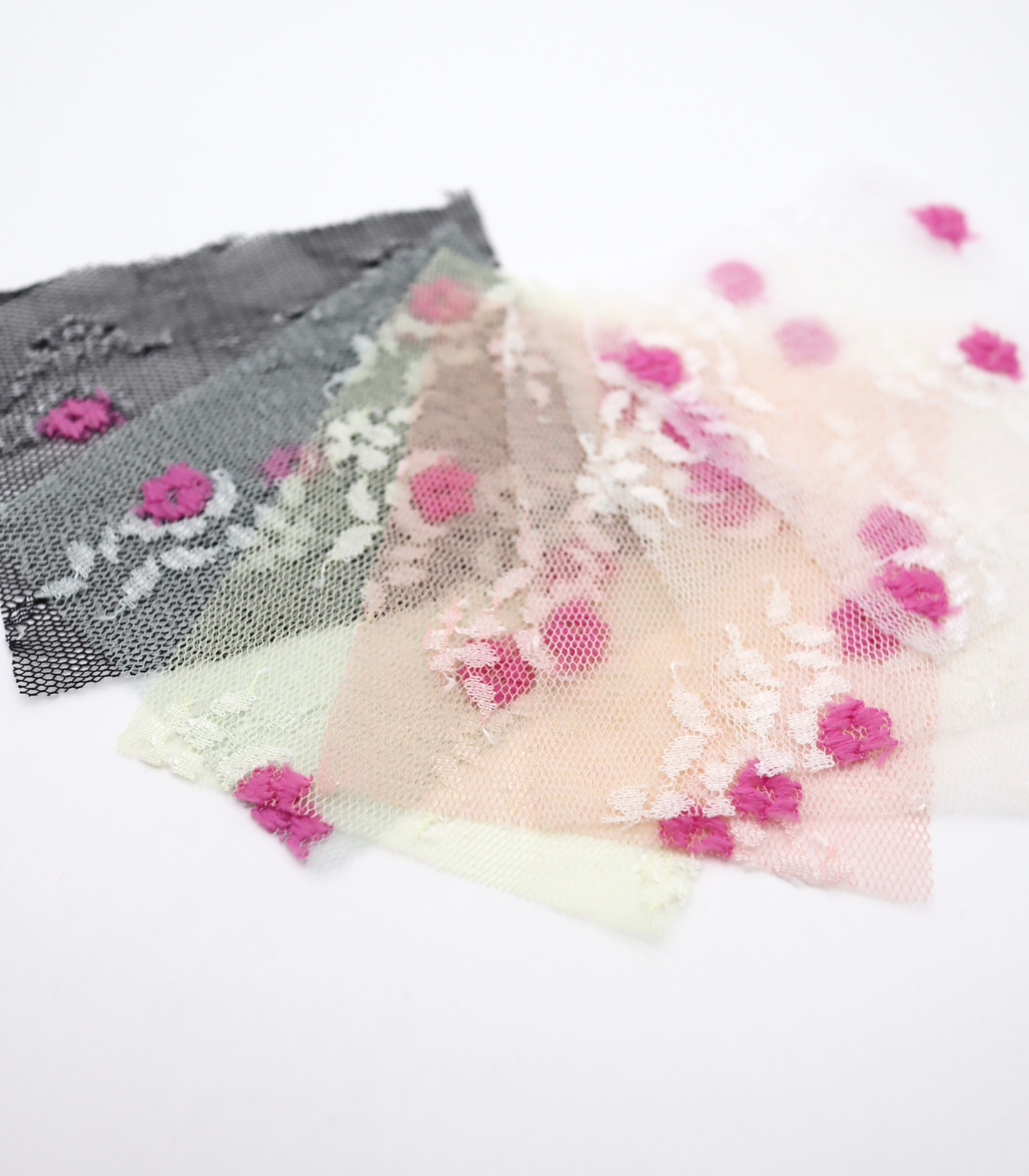 【25SS-450】ぷちふわ小花柄刺繍チュール /0.5yあたり=~745円