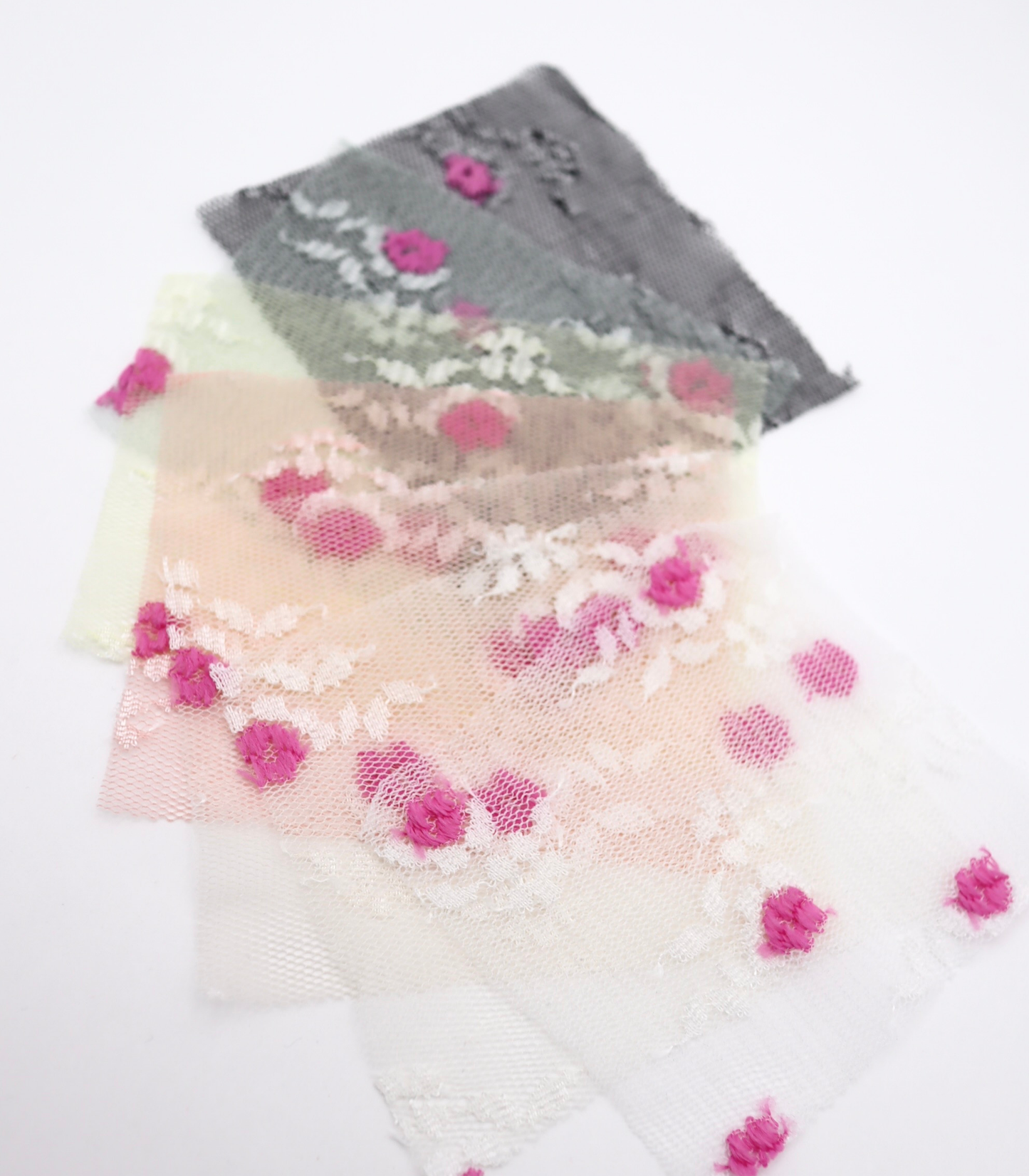 【25SS-450】ぷちふわ小花柄刺繍チュール /0.5yあたり=~745円