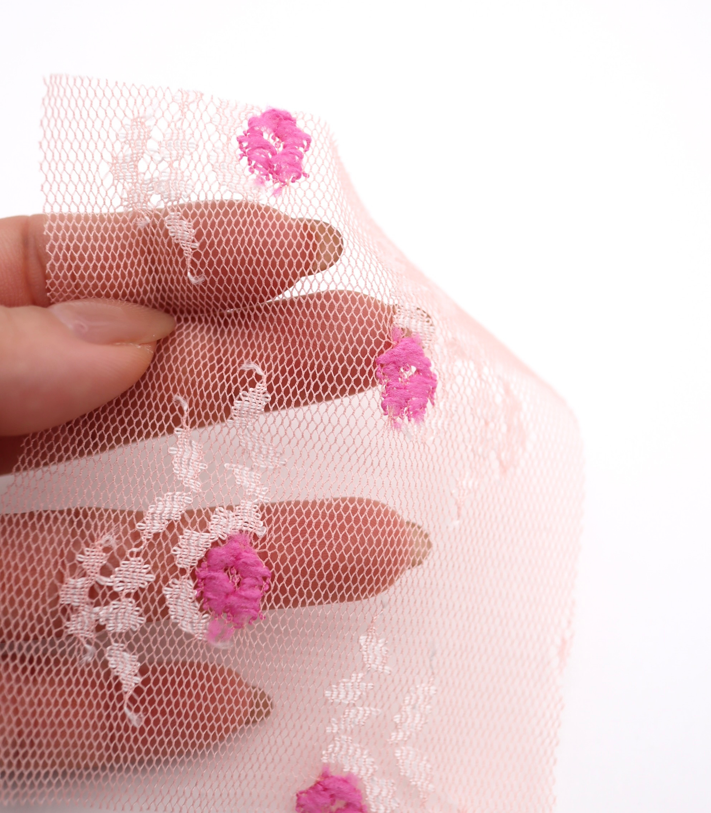 【25SS-450】ぷちふわ小花柄刺繍チュール /0.5yあたり=~745円