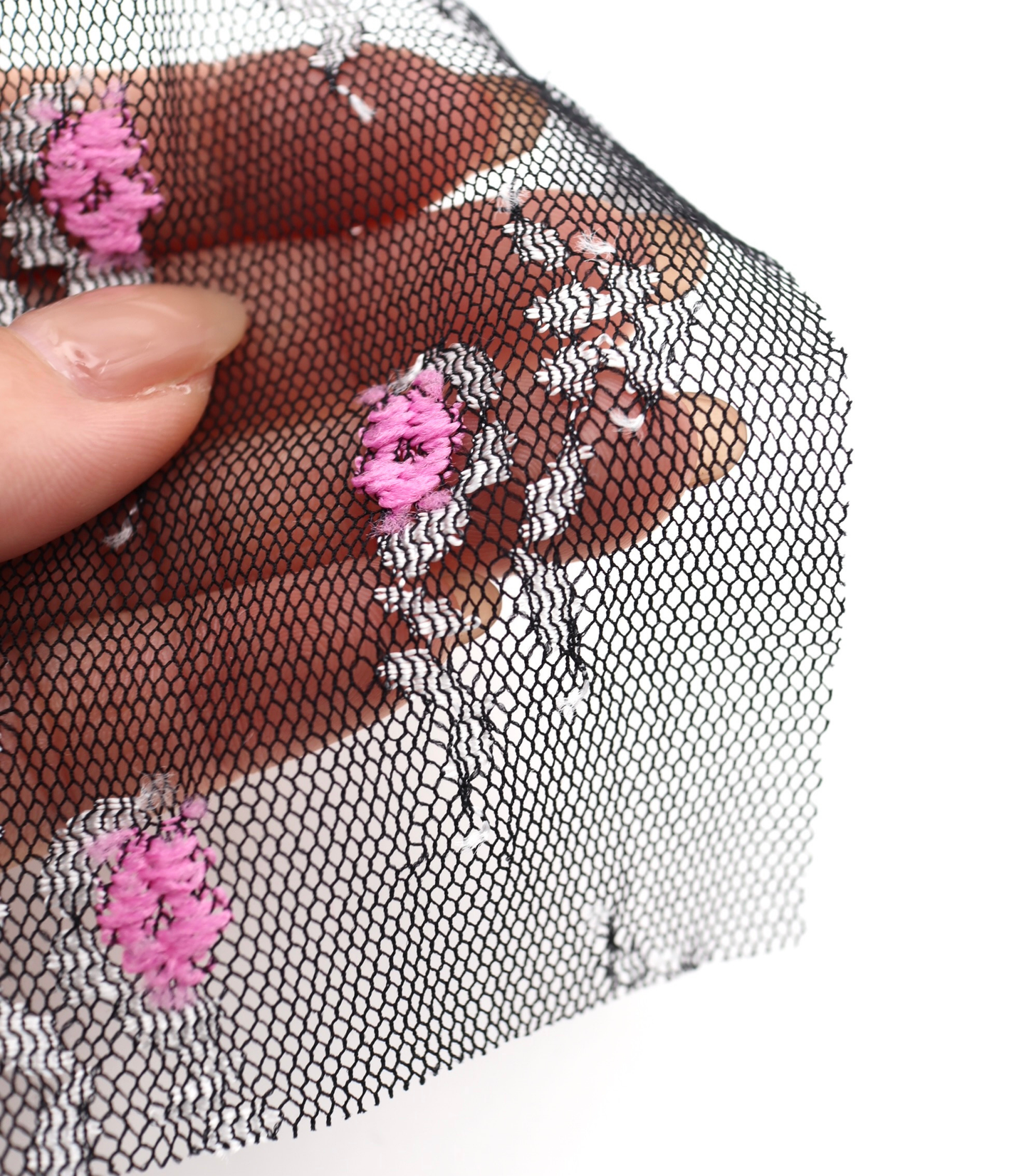 【25SS-450】ぷちふわ小花柄刺繍チュール /0.5yあたり=~745円