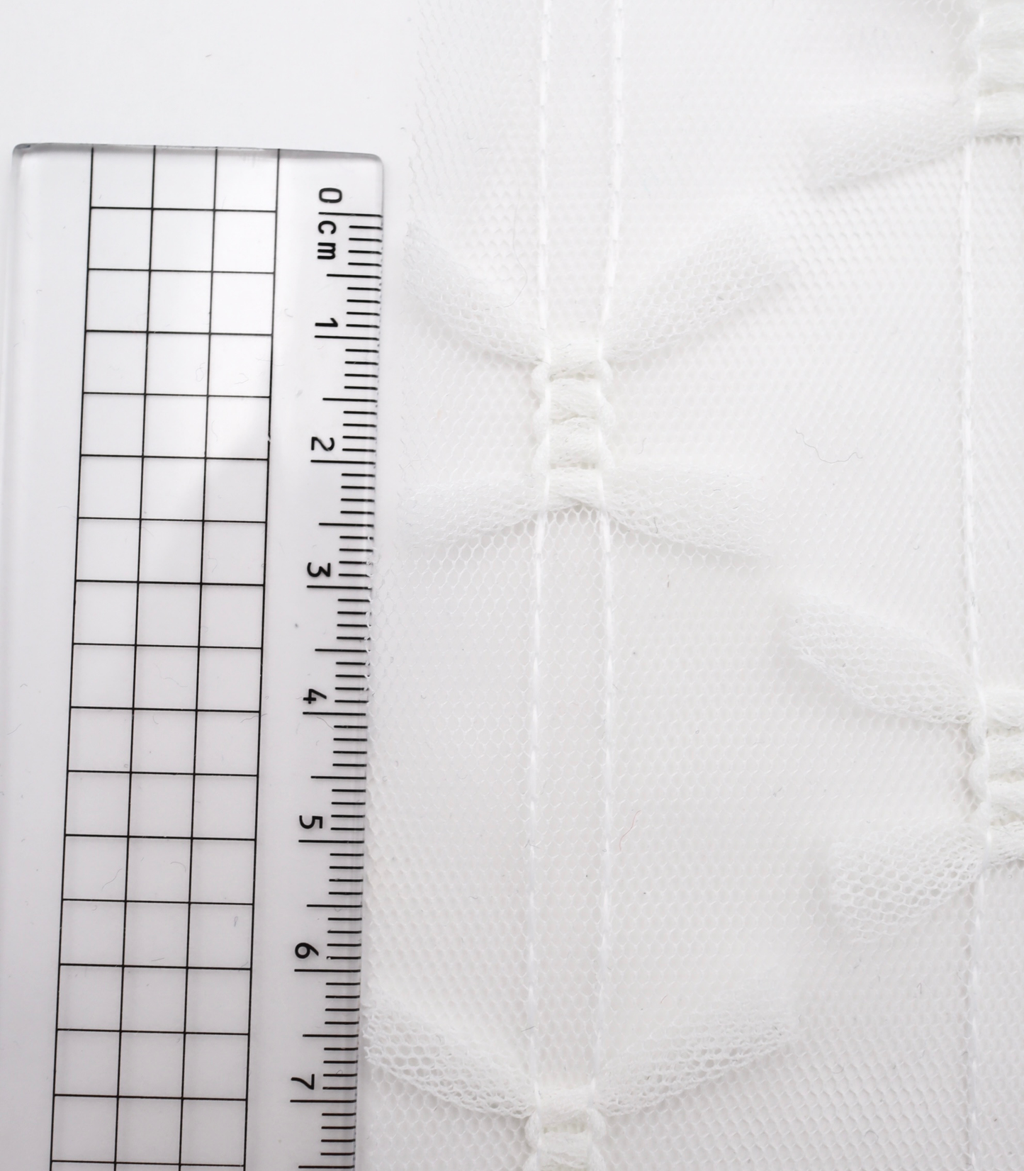 【25SS-403】立体リボン付きストライプステッチチュール /0.5yあたり=~725円
