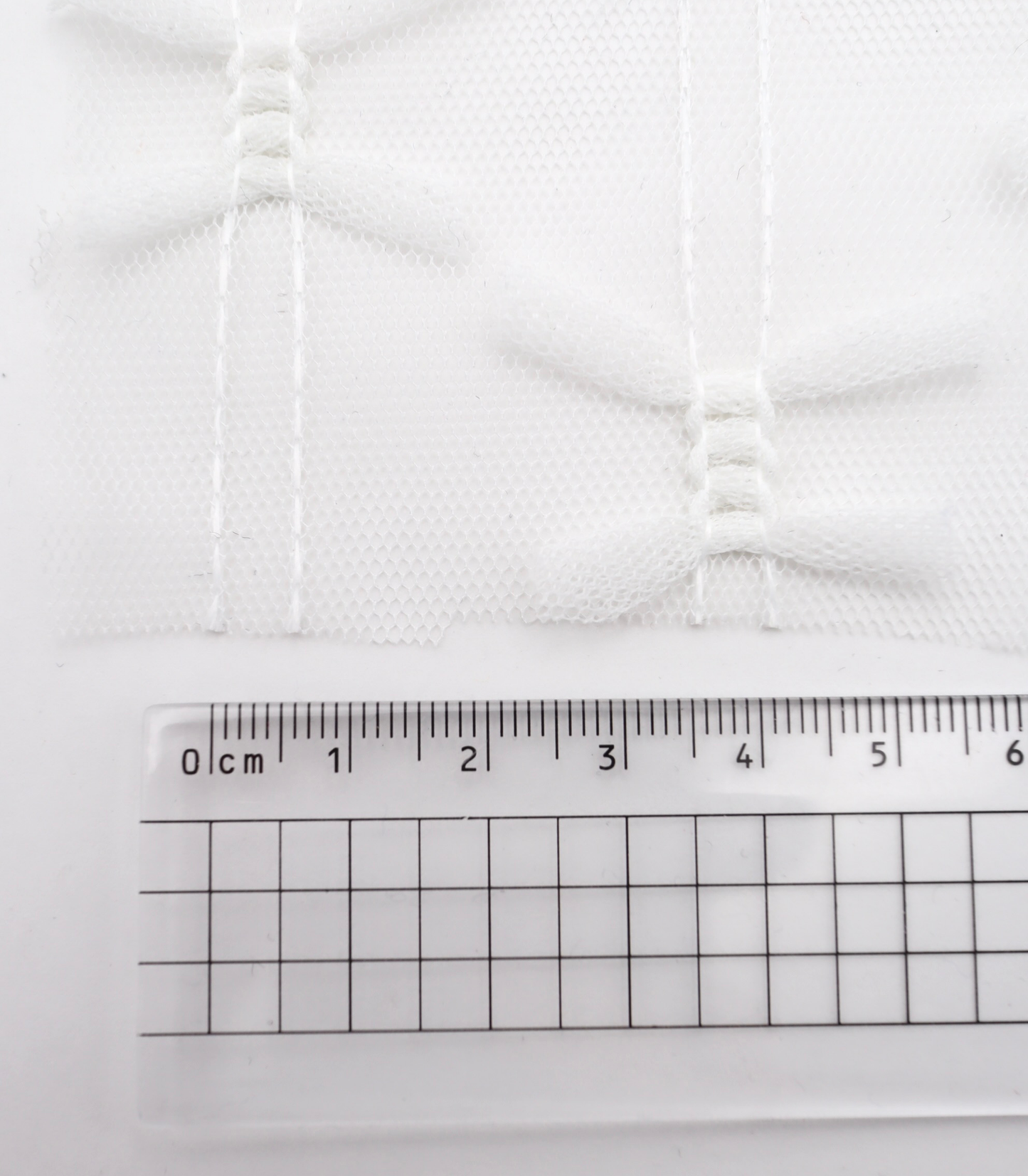 【25SS-403】立体リボン付きストライプステッチチュール /0.5yあたり=~725円
